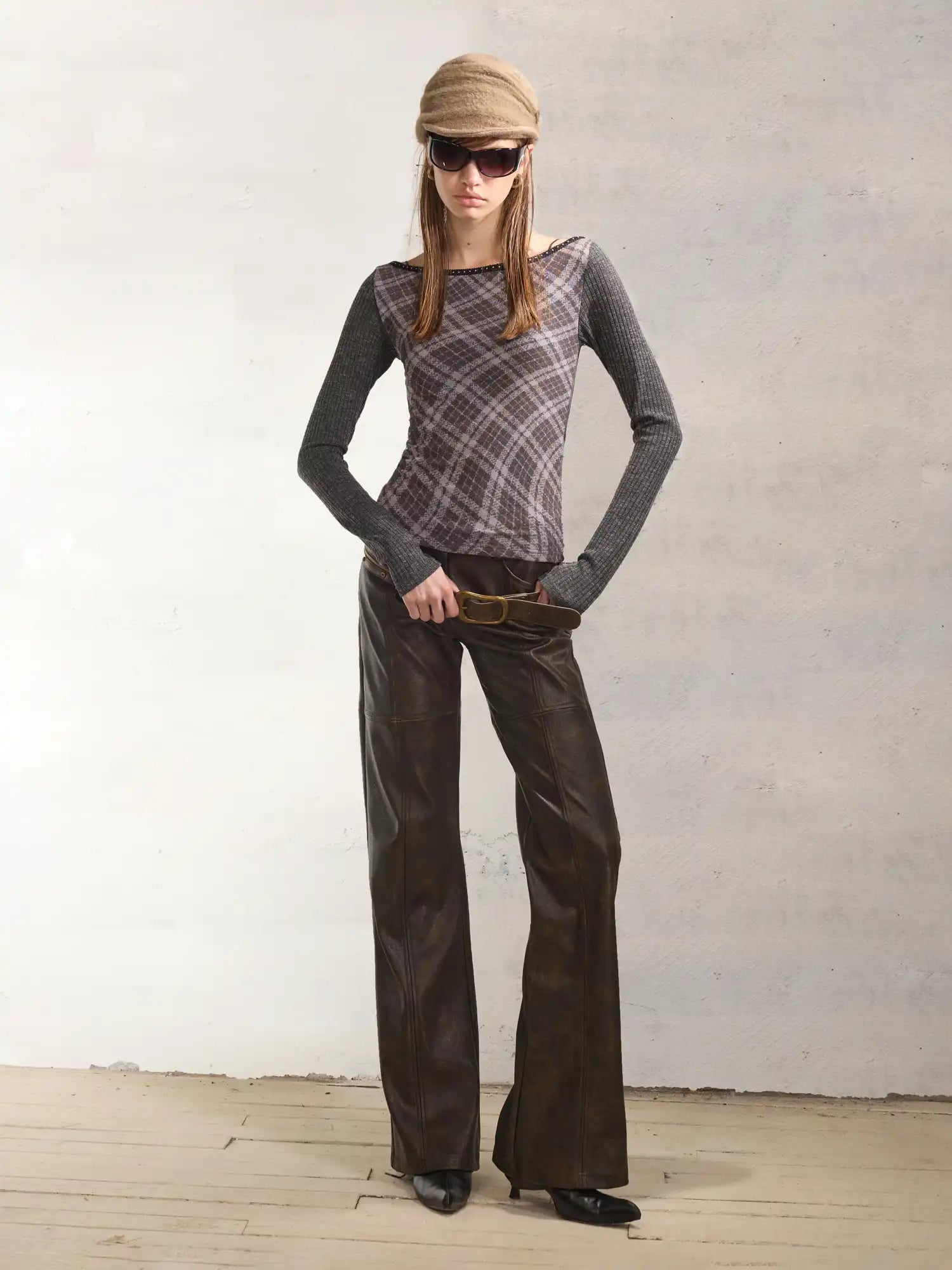 2th Desire Plaid & Portrait Patchwork Top | Canton Collective