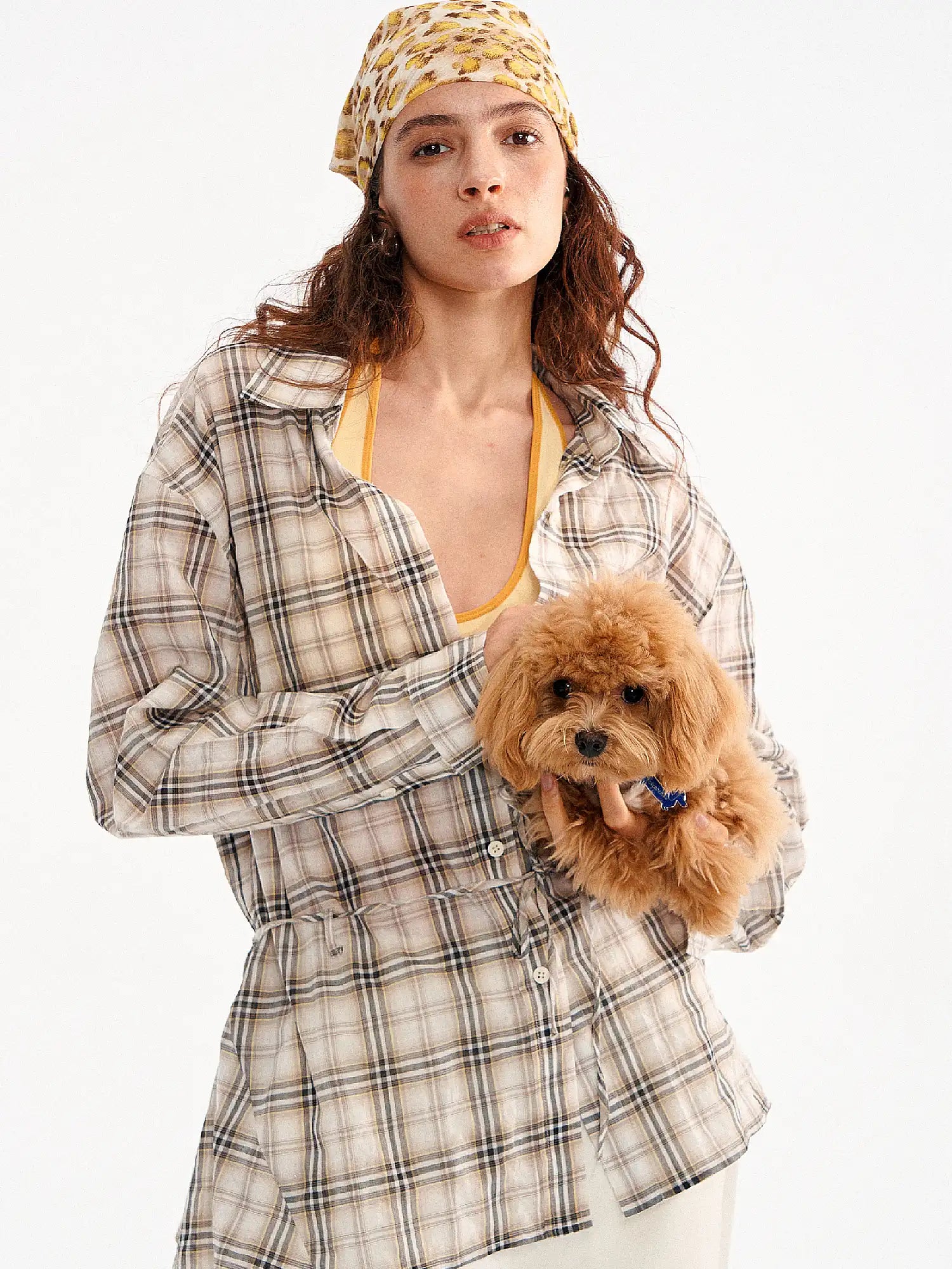 Muse Naps Plaid Tie Waist Long sleeves Shirt | Canton Collective