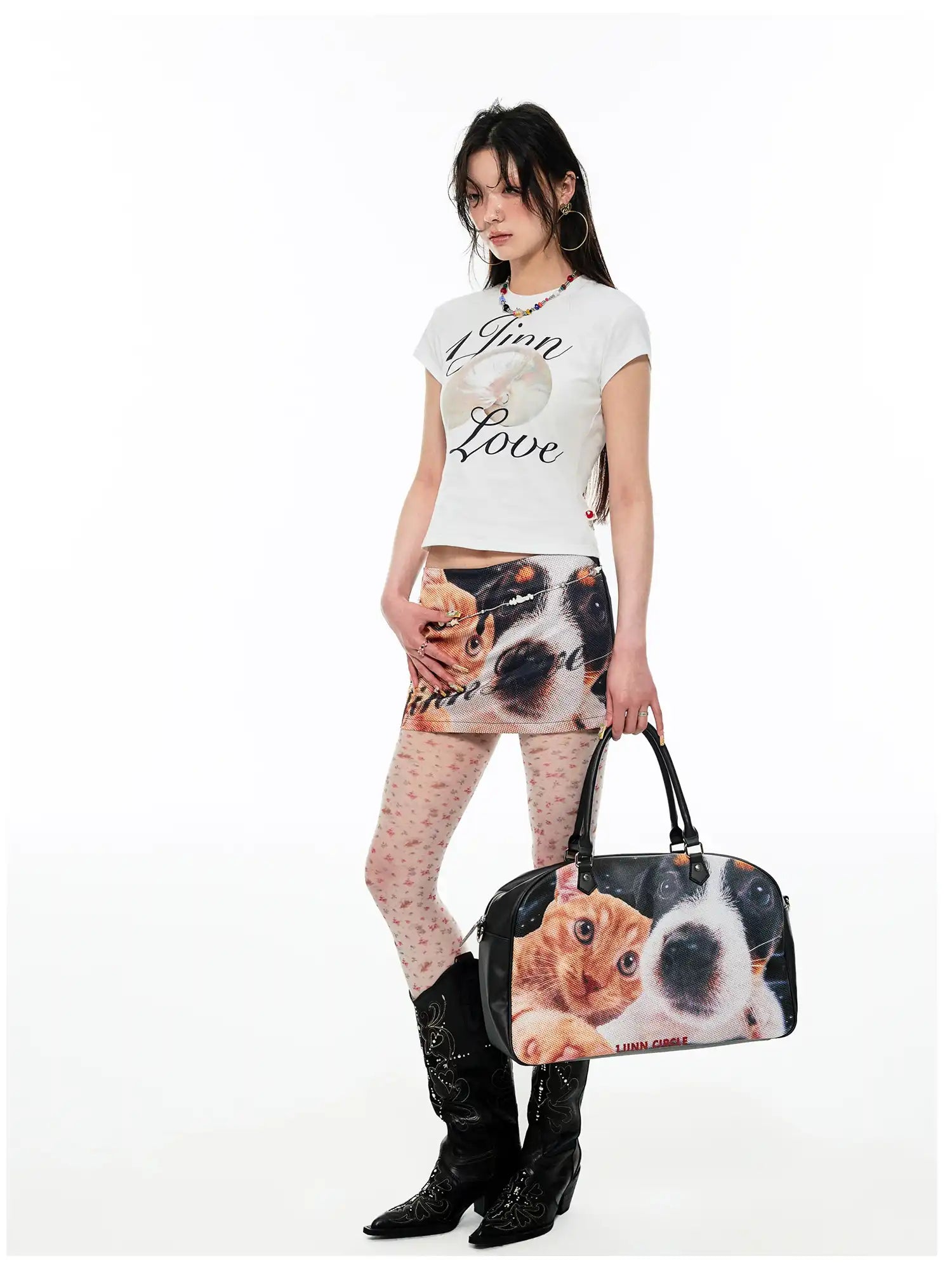 1Jinn Studio Playful Cat & Dog Print Mini Skirt | Canton Collective