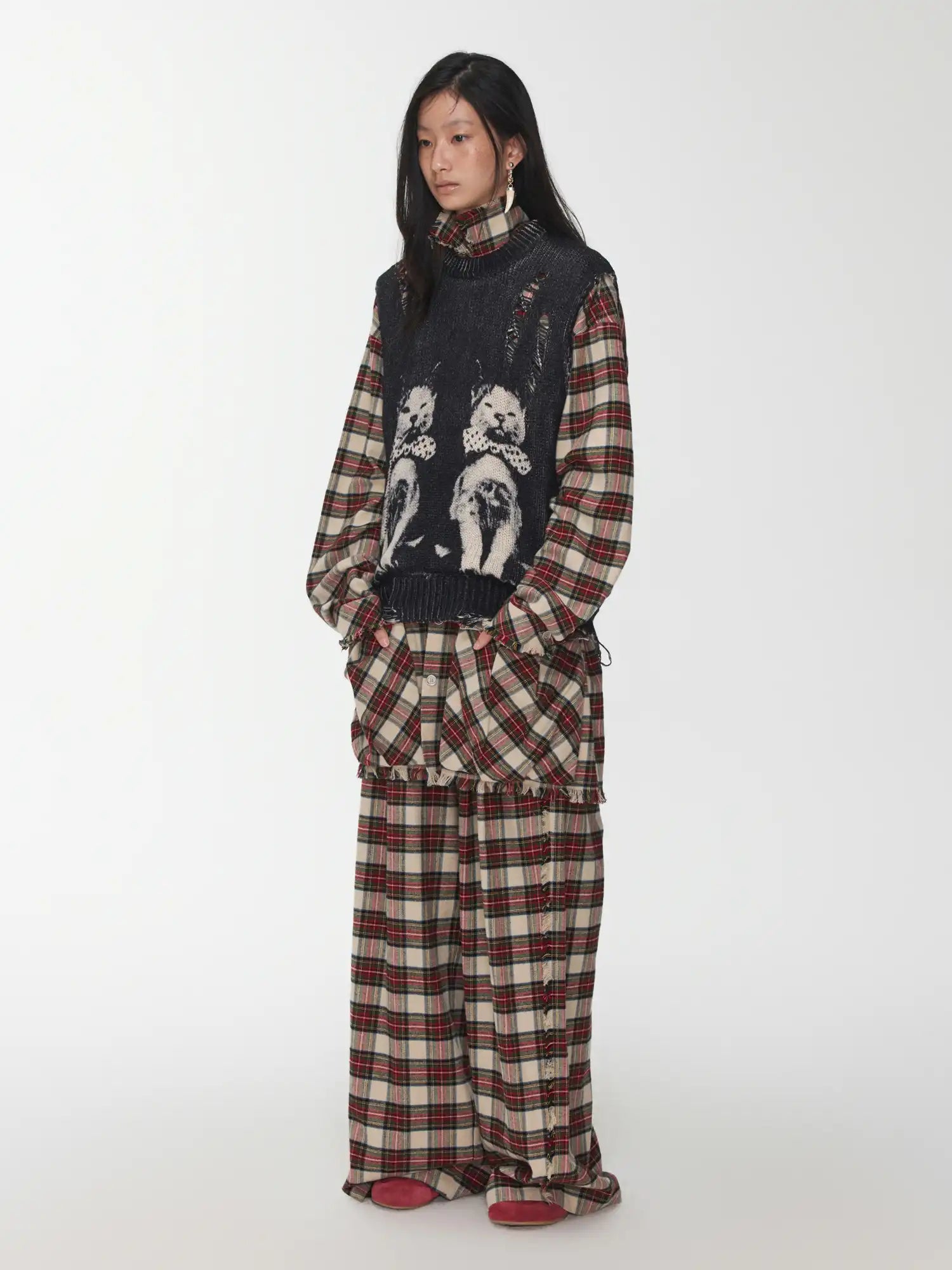 1Jinn Studio Playful Cat Jacquard Knit Vest | Canton Collective