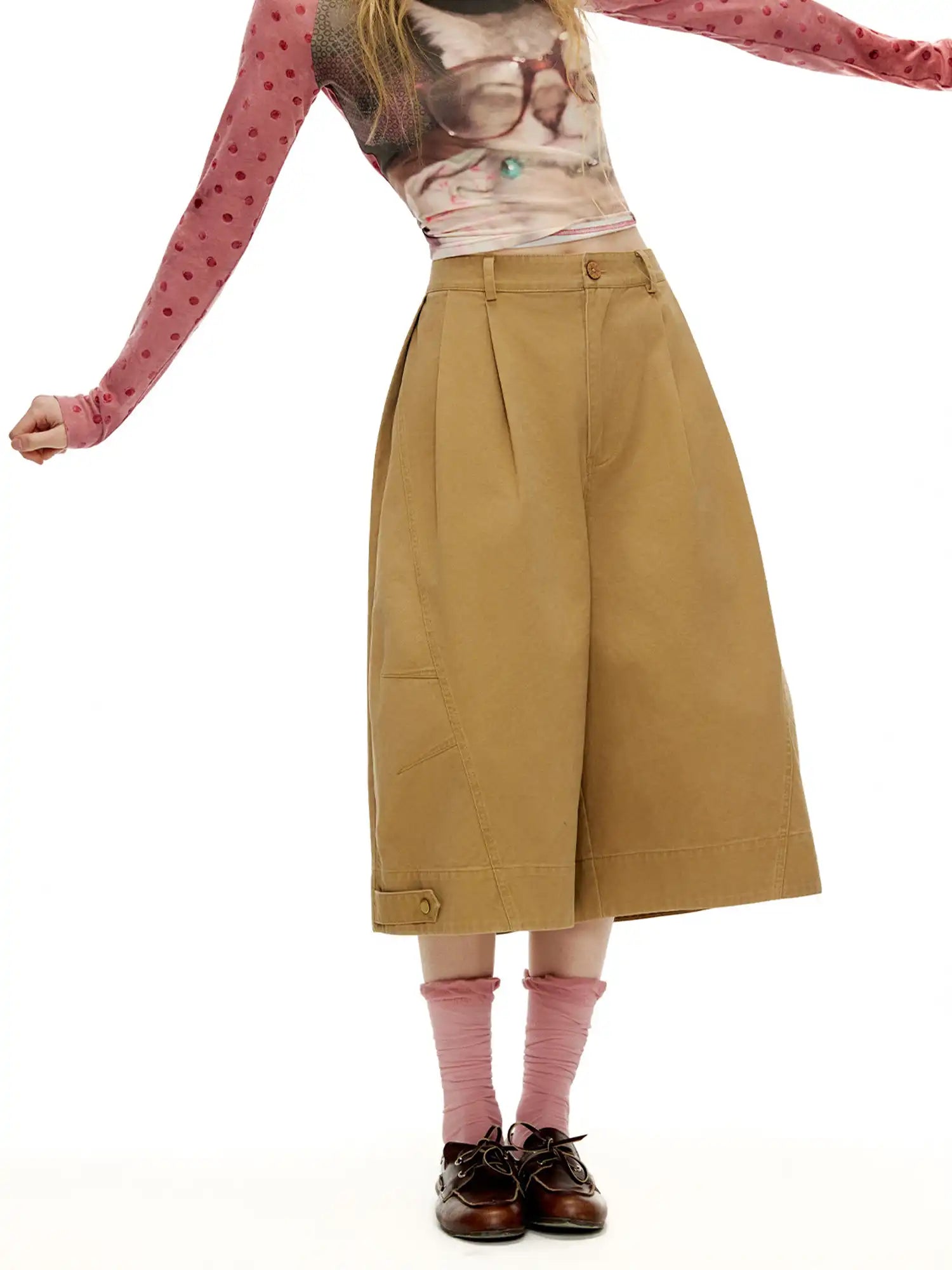 Outtheblue Pleated Cotton Canvas Wide-Leg Cropped Pants | Canton Collective