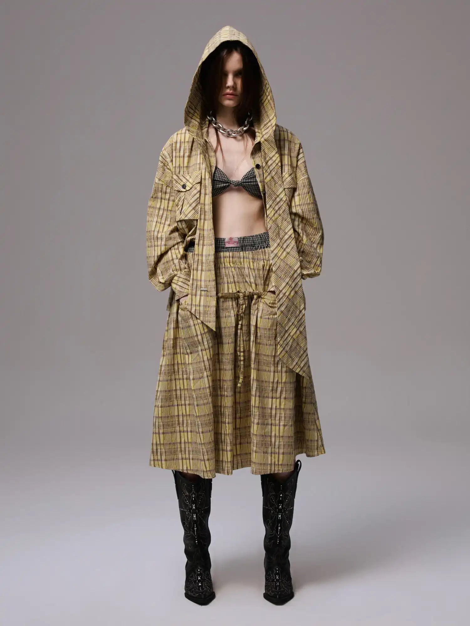 1Jinn Studio Pleated Check Skirt | Canton Collective