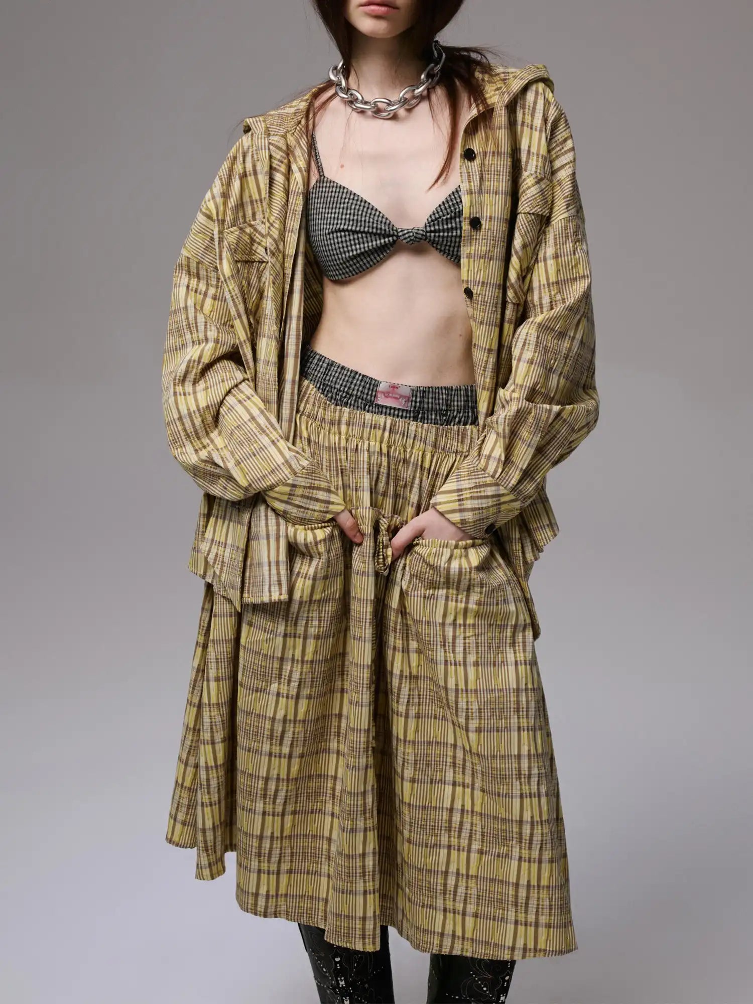 1Jinn Studio Pleated Check Skirt | Canton Collective