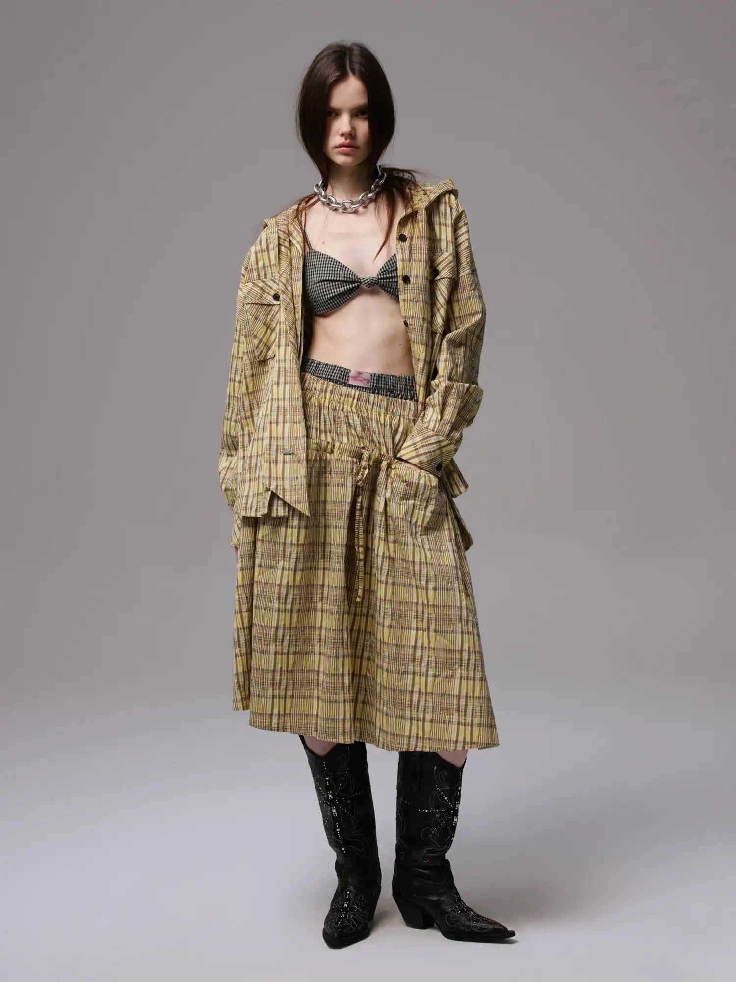 1Jinn Studio Pleated Check Skirt | Canton Collective
