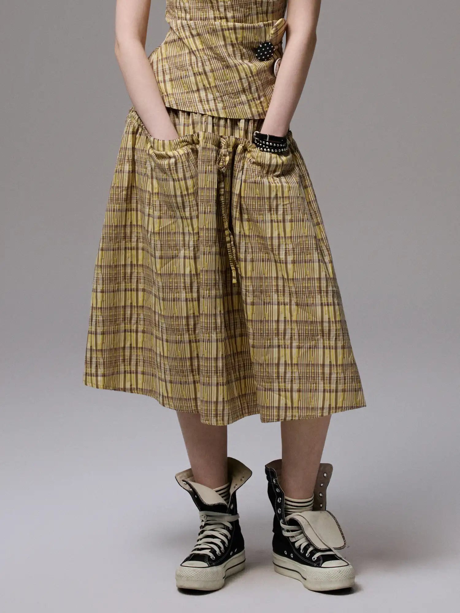 1Jinn Studio Pleated Check Skirt | Canton Collective