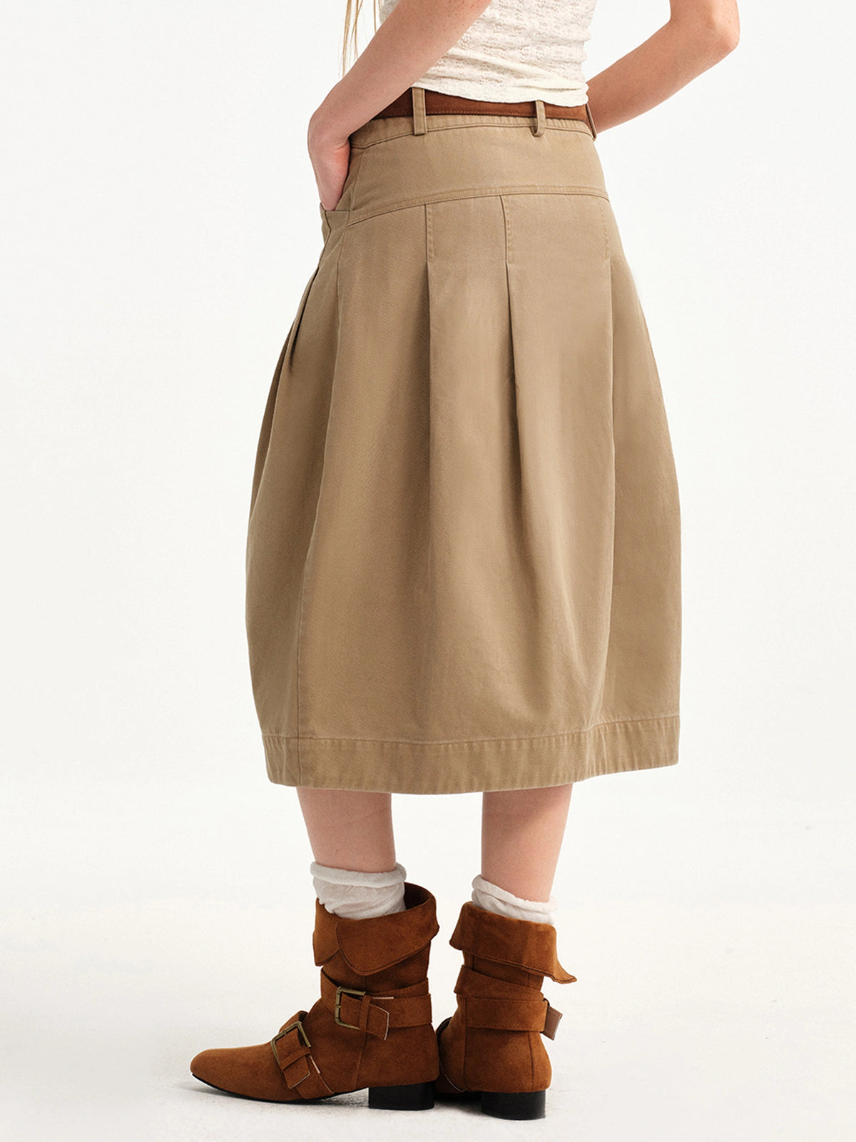 Outtheblue Pleated Cotton-Lyocell Midi Skirt | Canton Collective