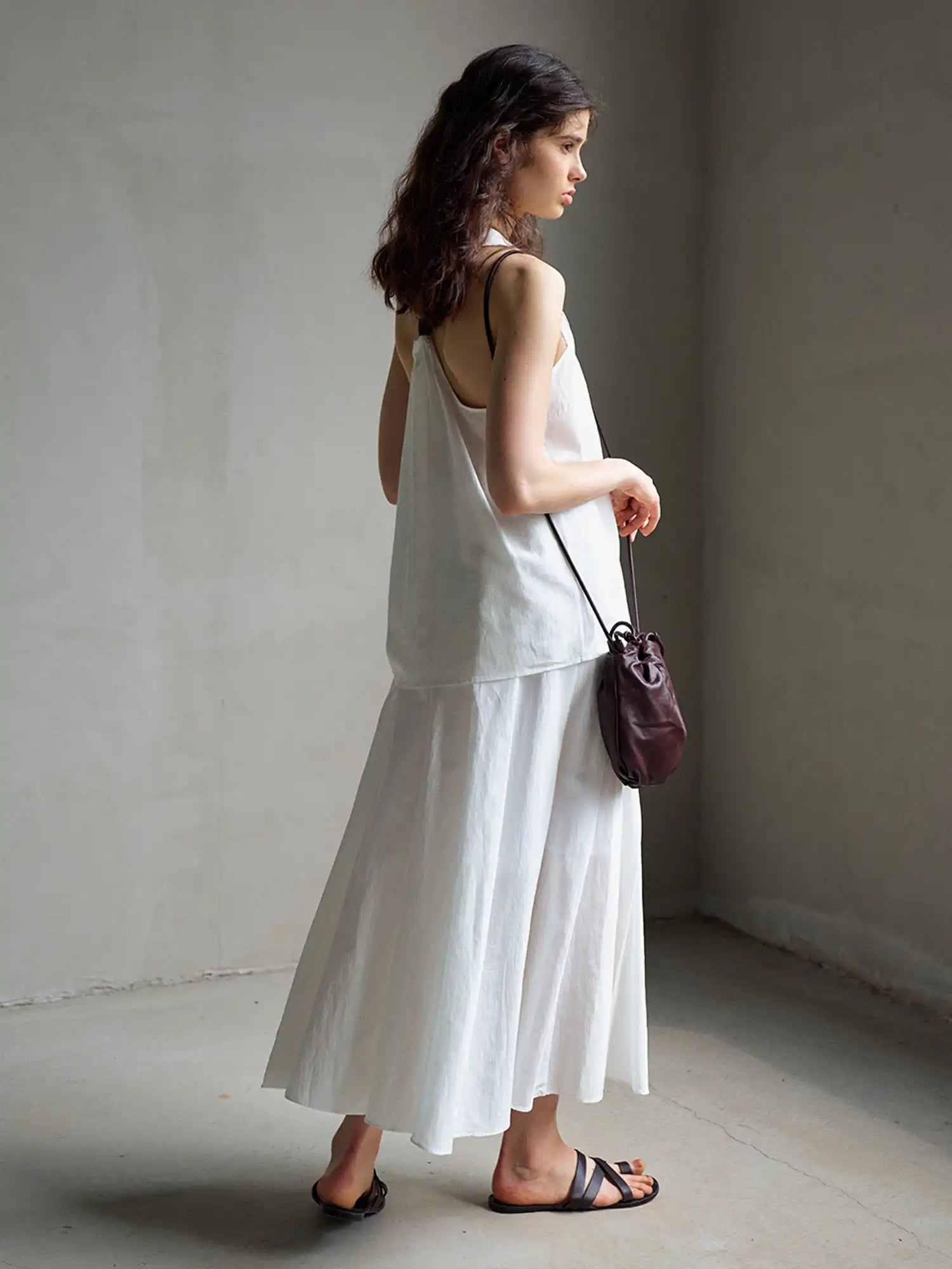 CantonCollective Design Pleated Panel Linen-Blend Midi Skirt | Canton Collective