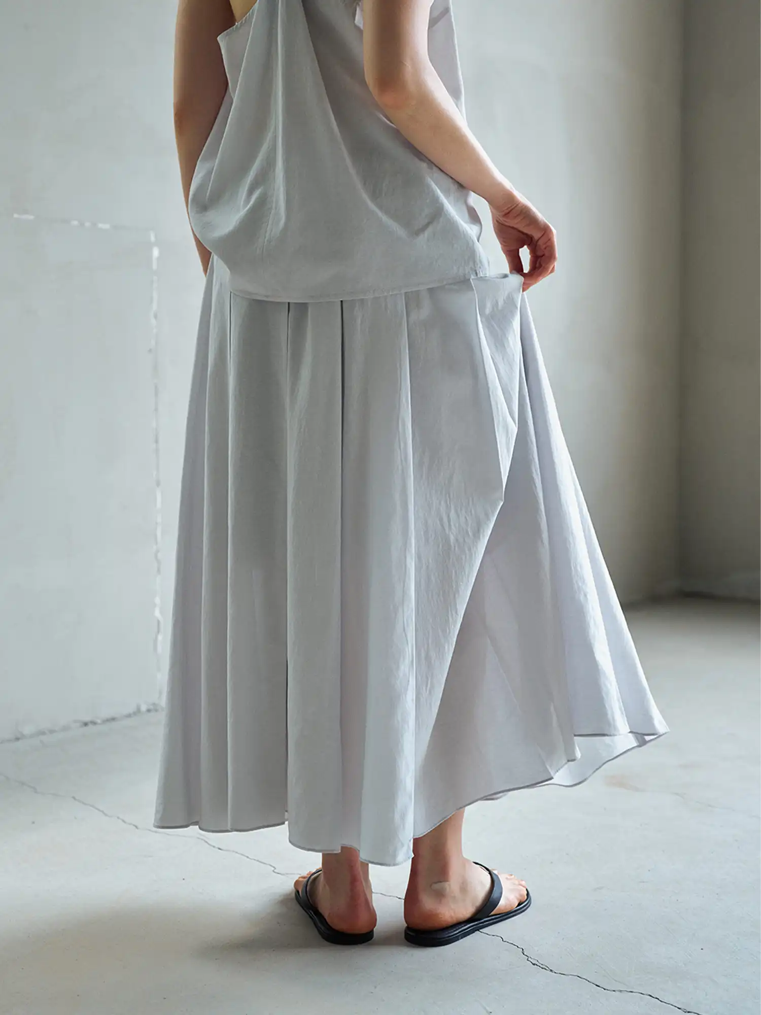 CantonCollective Design Pleated Panel Linen-Blend Midi Skirt | Canton Collective