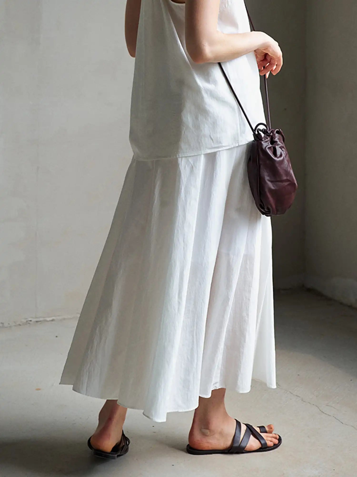 CantonCollective Design Pleated Panel Linen-Blend Midi Skirt | Canton Collective