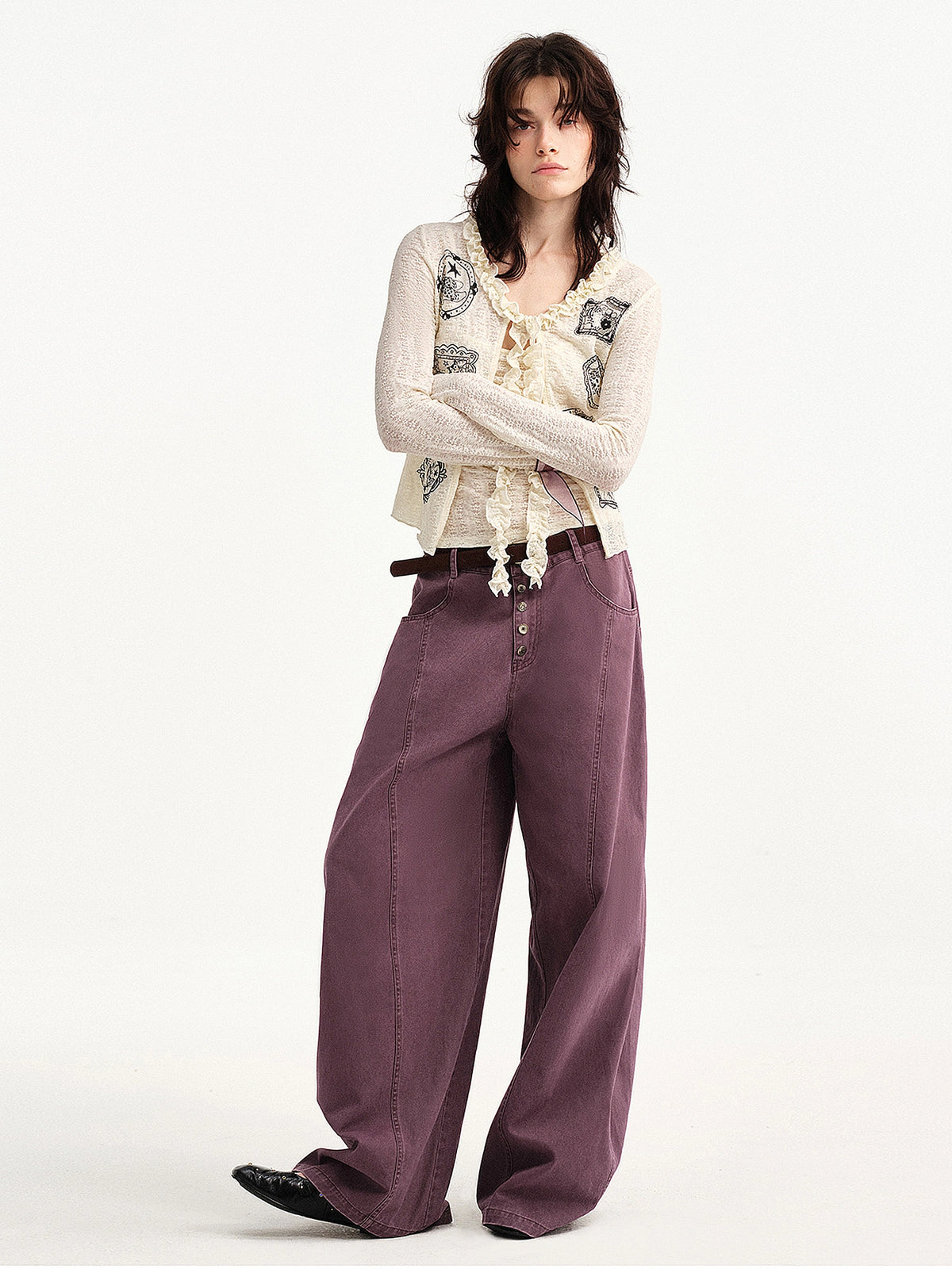 Outtheblue Plum Barrel-Leg Denim Trouser | Canton Collective