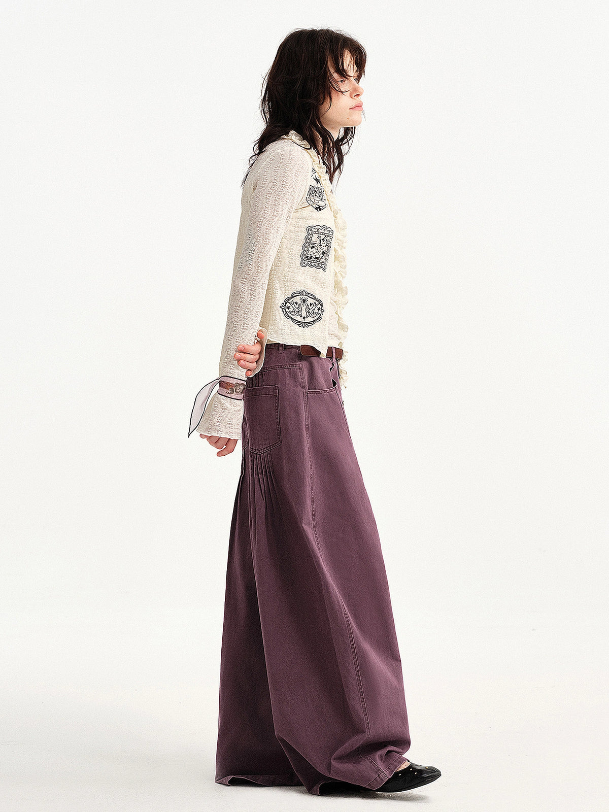 Outtheblue Plum Barrel-Leg Denim Trouser | Canton Collective