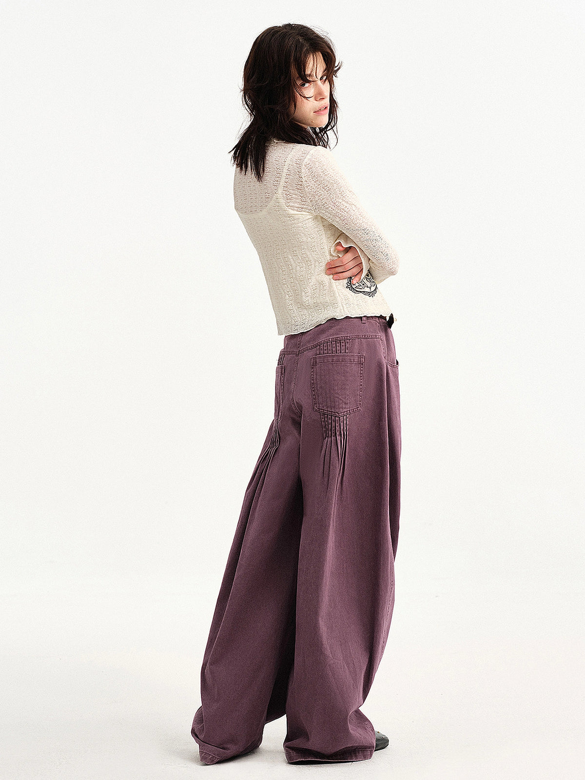 Outtheblue Plum Barrel-Leg Denim Trouser | Canton Collective