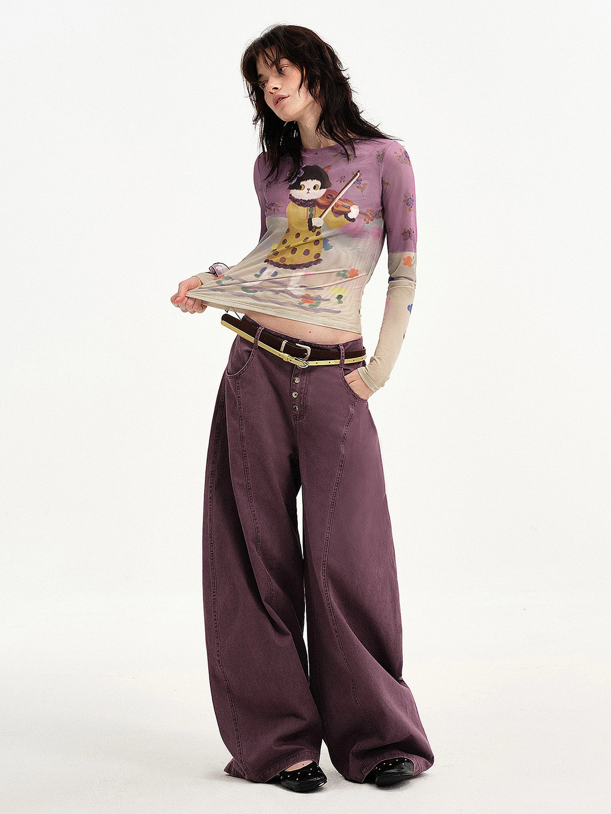 Outtheblue Plum Slim Fit Long Sleeve Top | Canton Collective