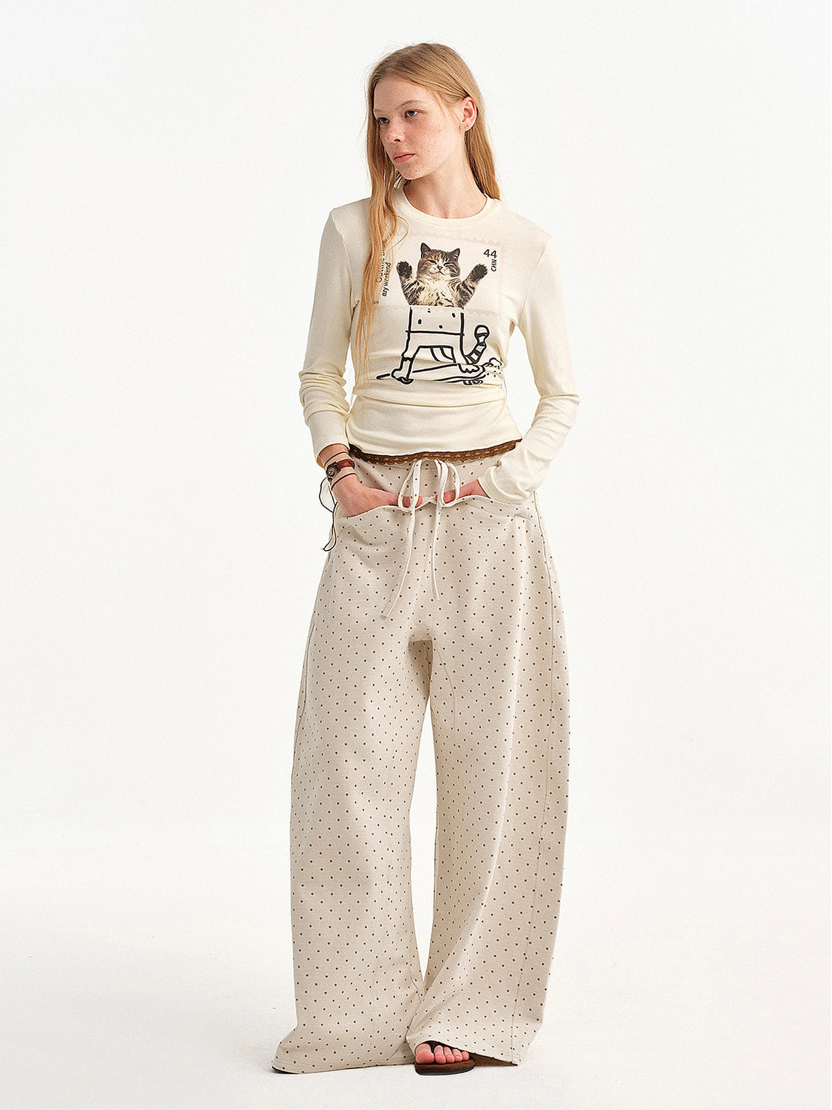 Outtheblue Pocket Front Polka Dot Baggy Sweatpants | Canton Collective