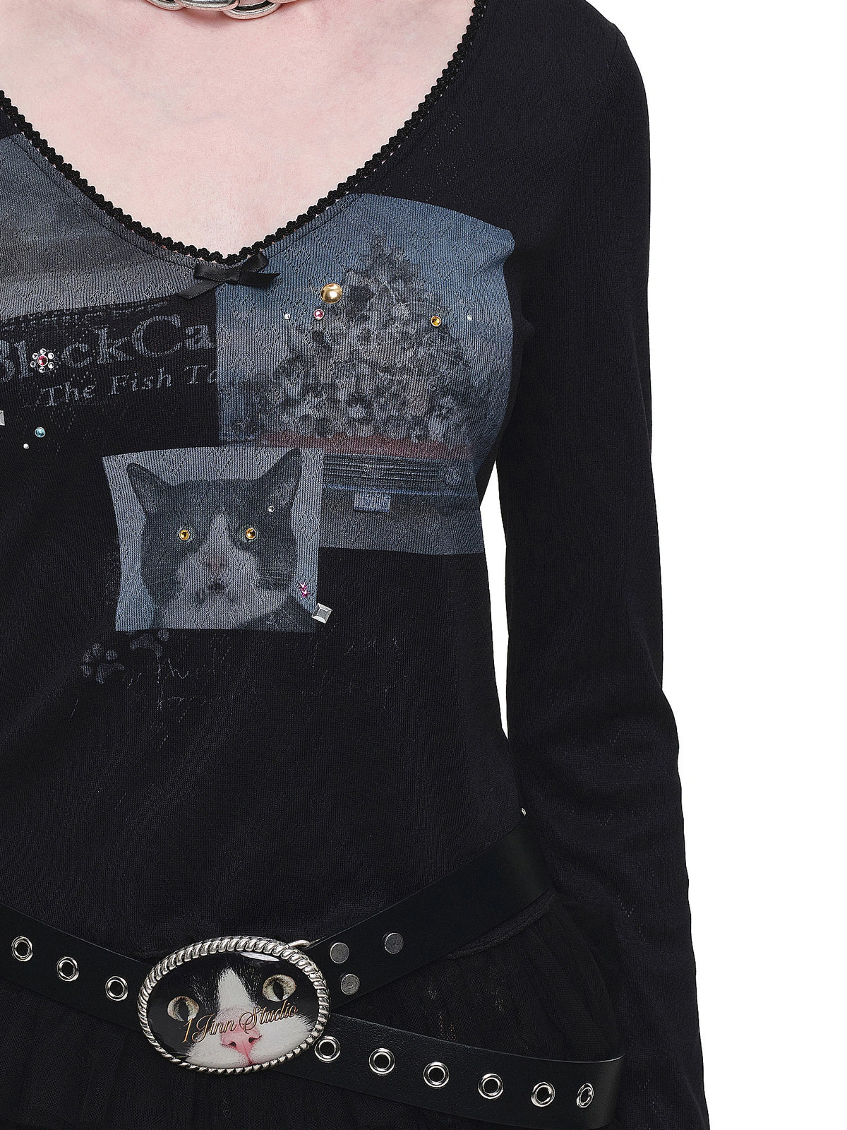 1Jinn Studio Pointelle Heart Knit V-Neck Top | Canton Collective