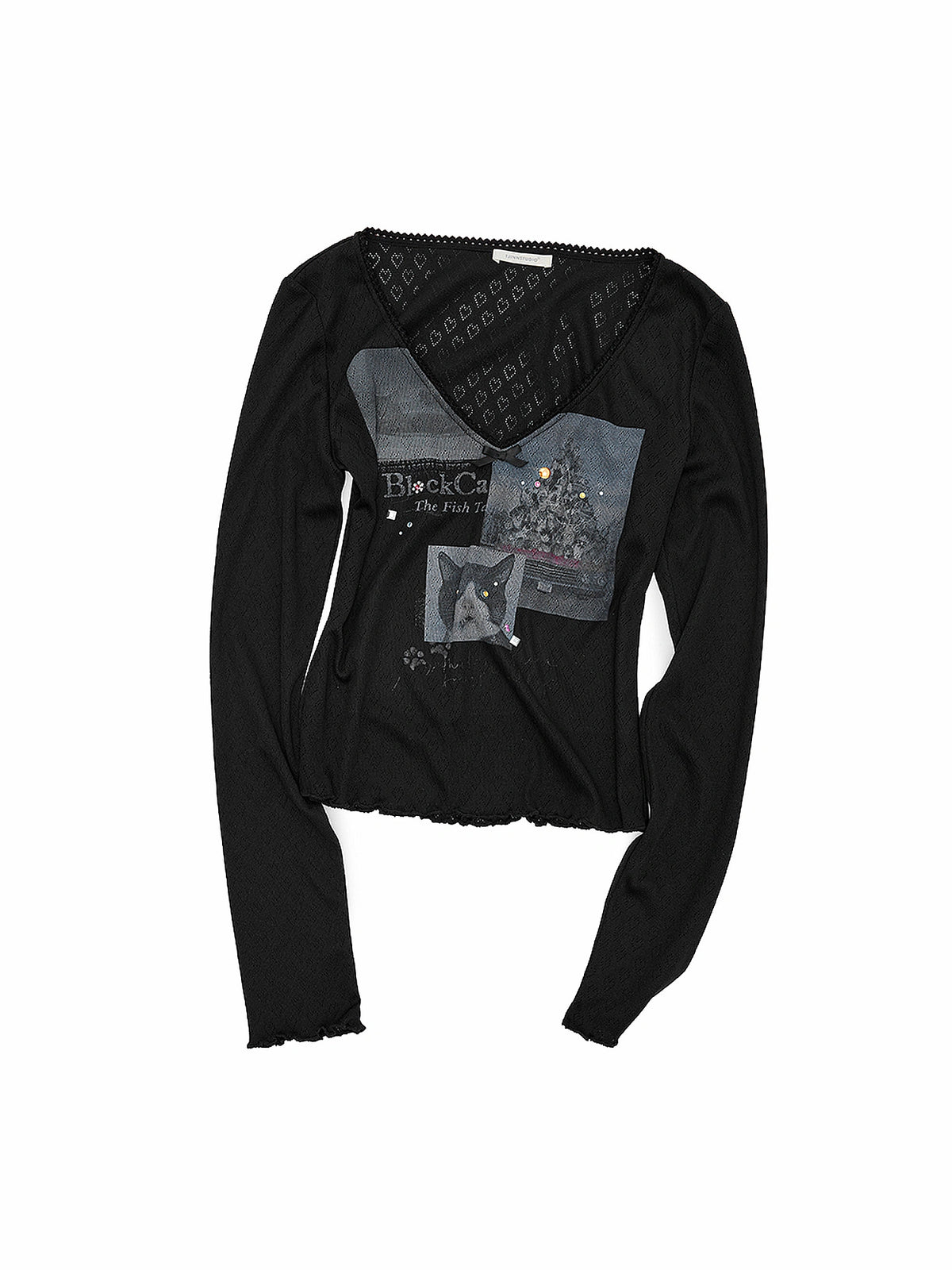 1Jinn Studio Pointelle Heart Knit V-Neck Top | Canton Collective