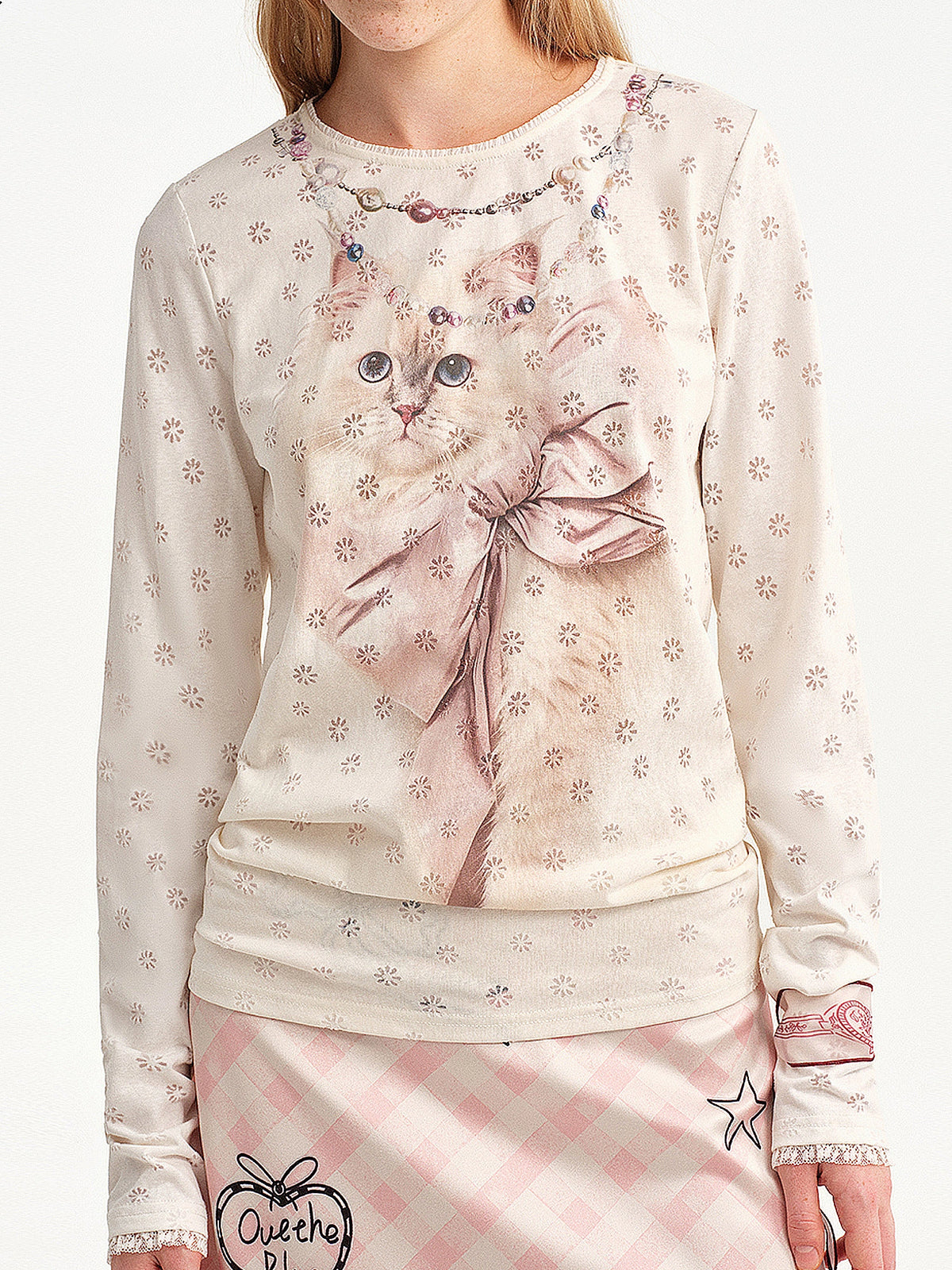 Outtheblue Pointelle Knit Fitted Long Sleeve Top | Canton Collective