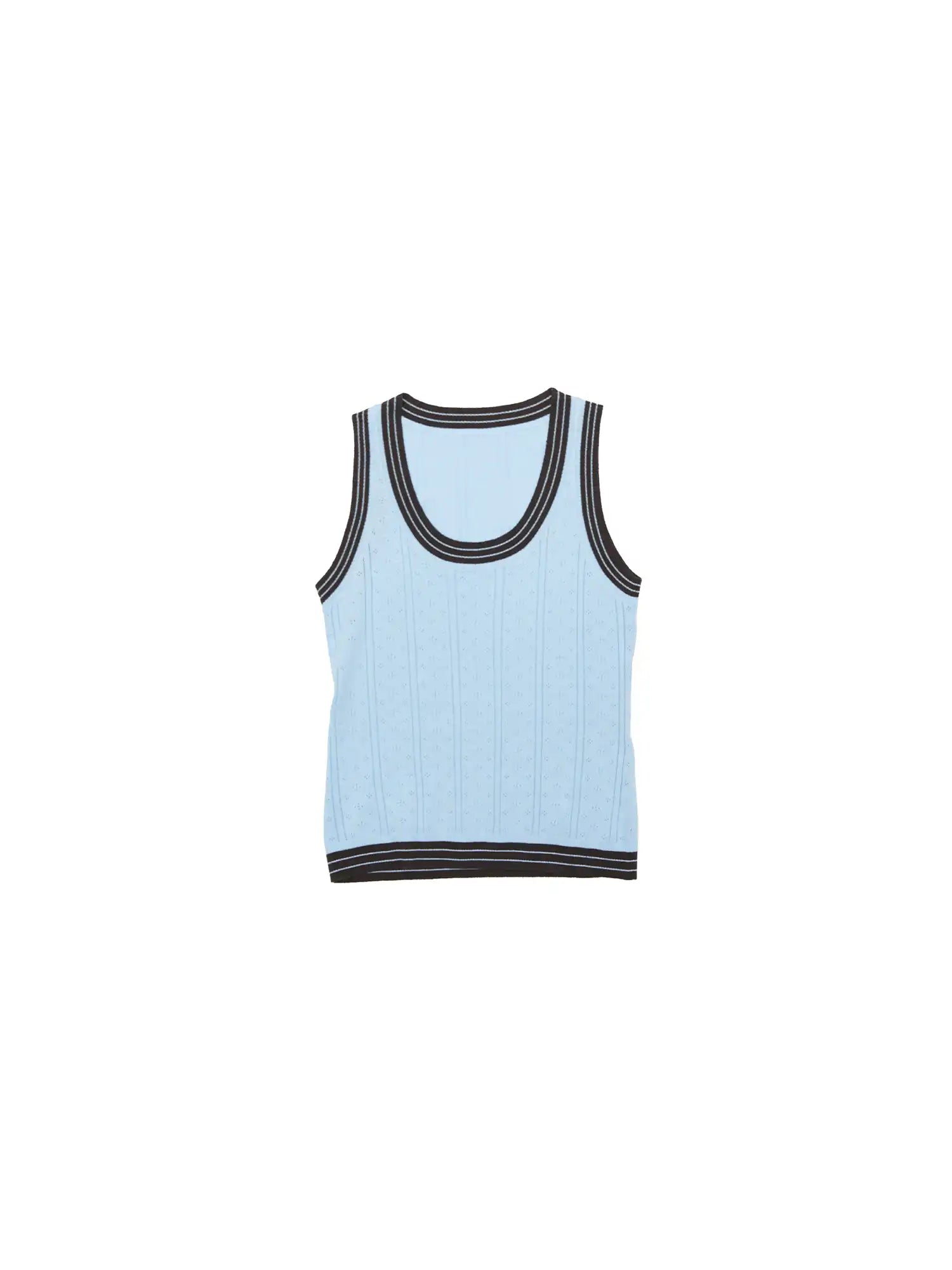 CantonCollective Design Pointelle Knit Top with Contrast Trim Sleeveless | Canton Collective