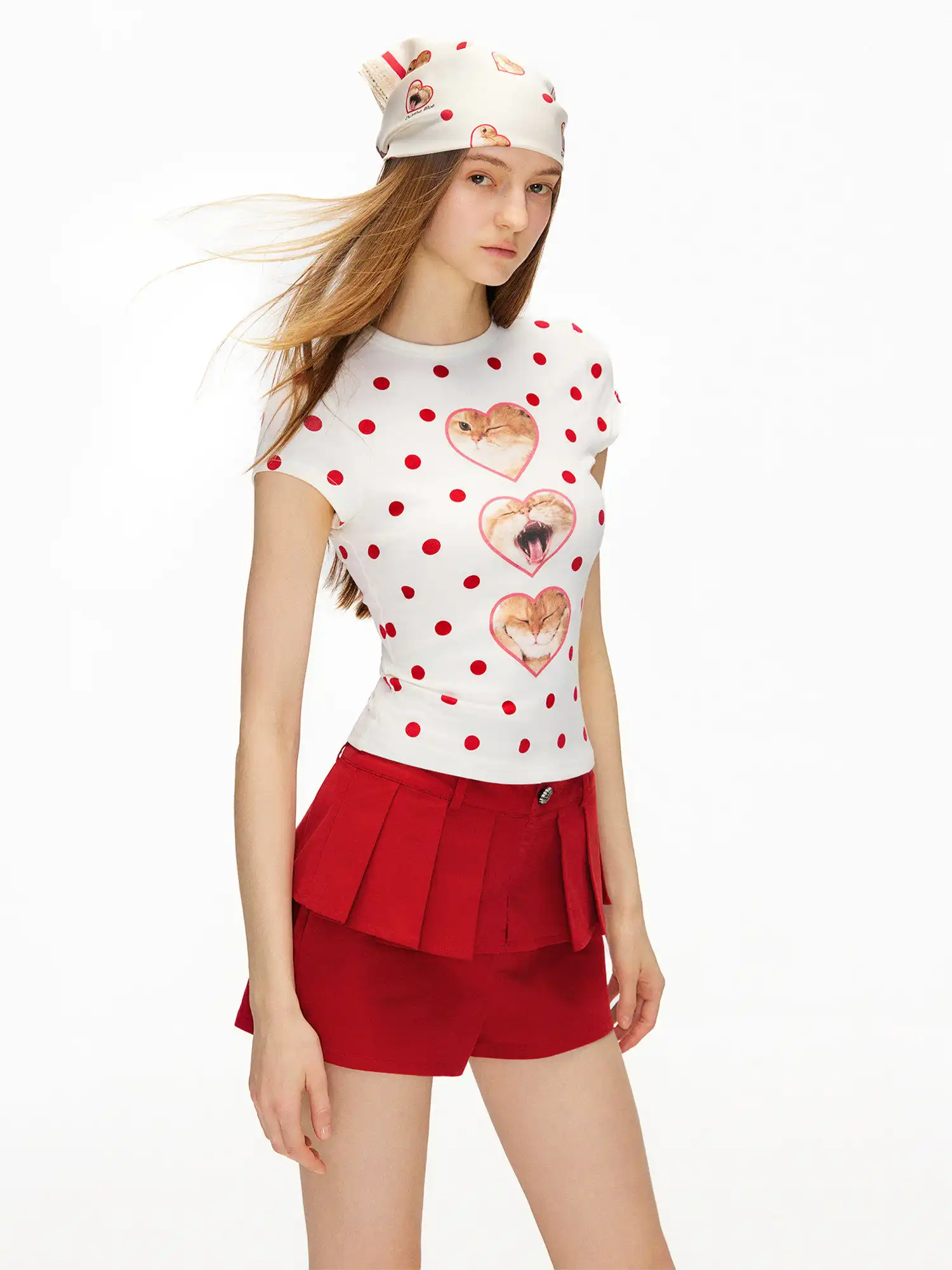 Outtheblue Polka Dot Cat Heart Crew Neck Tee | Canton Collective