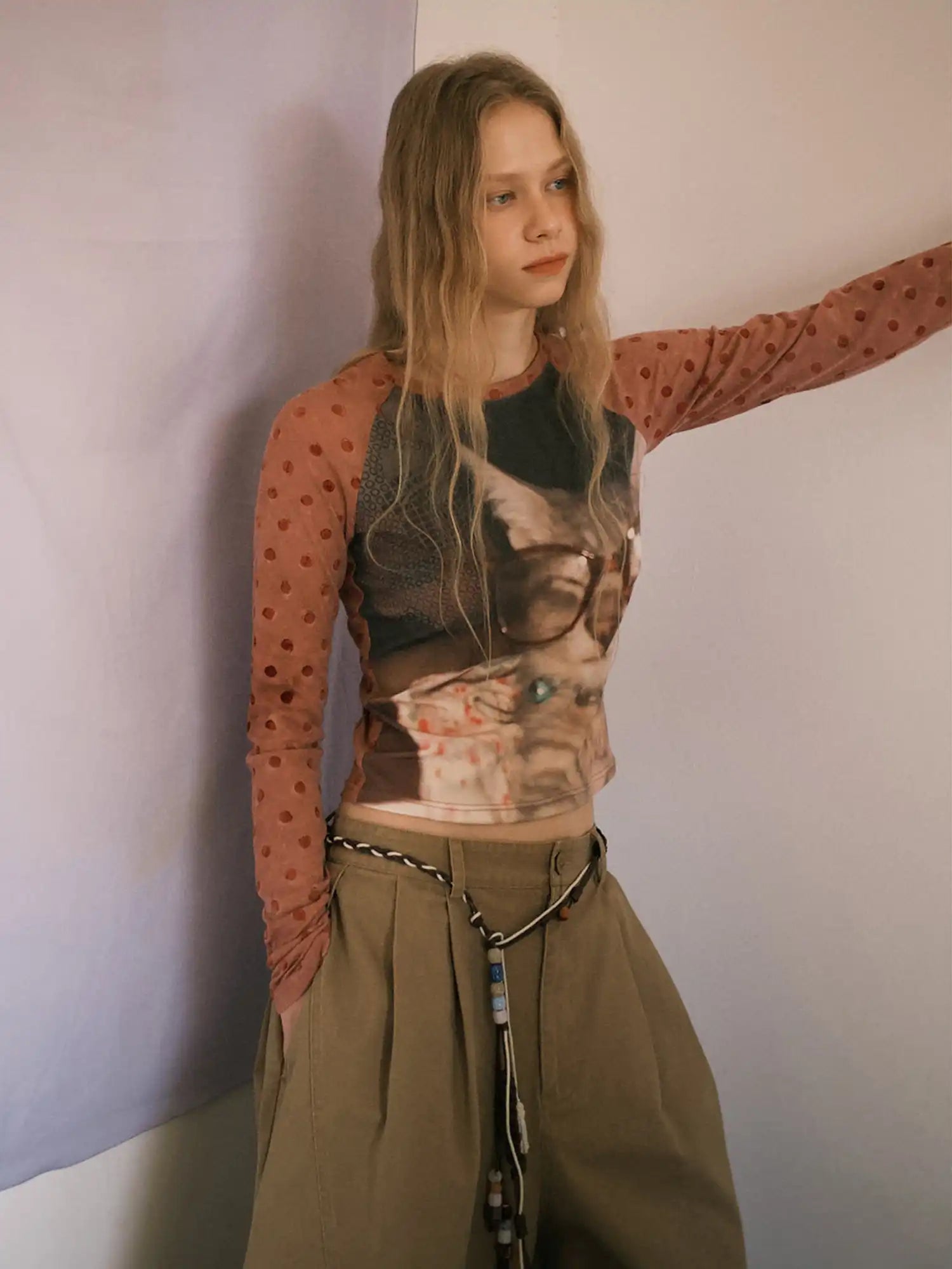 Outtheblue Polka Dot Cat Long Sleeve Knit Top | Canton Collective