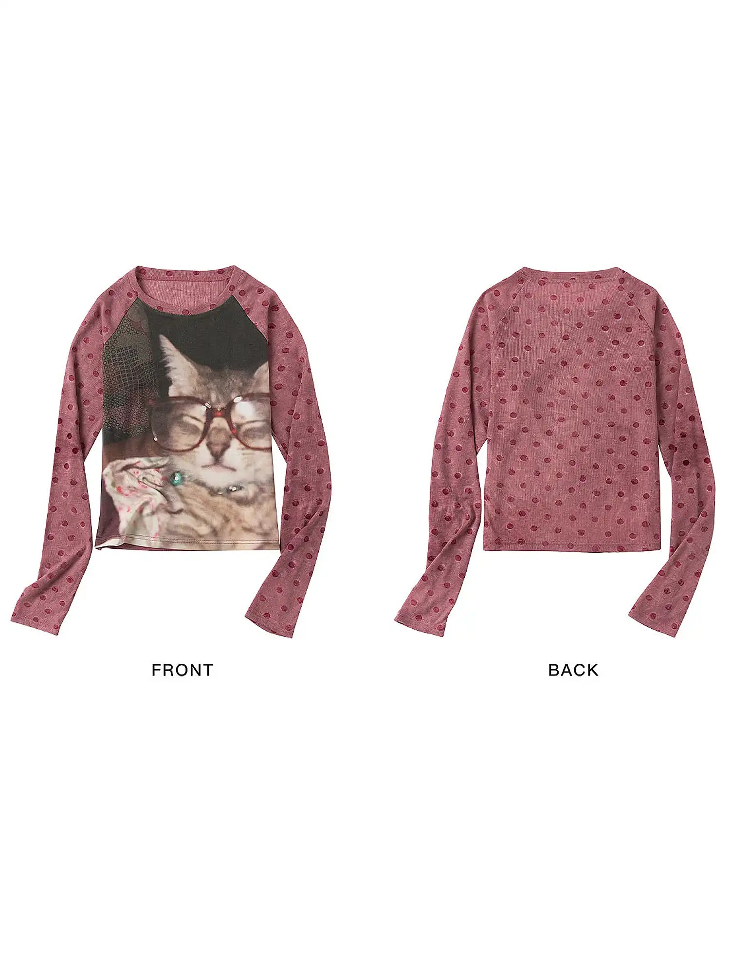 Outtheblue Polka Dot Cat Long Sleeve Knit Top | Canton Collective