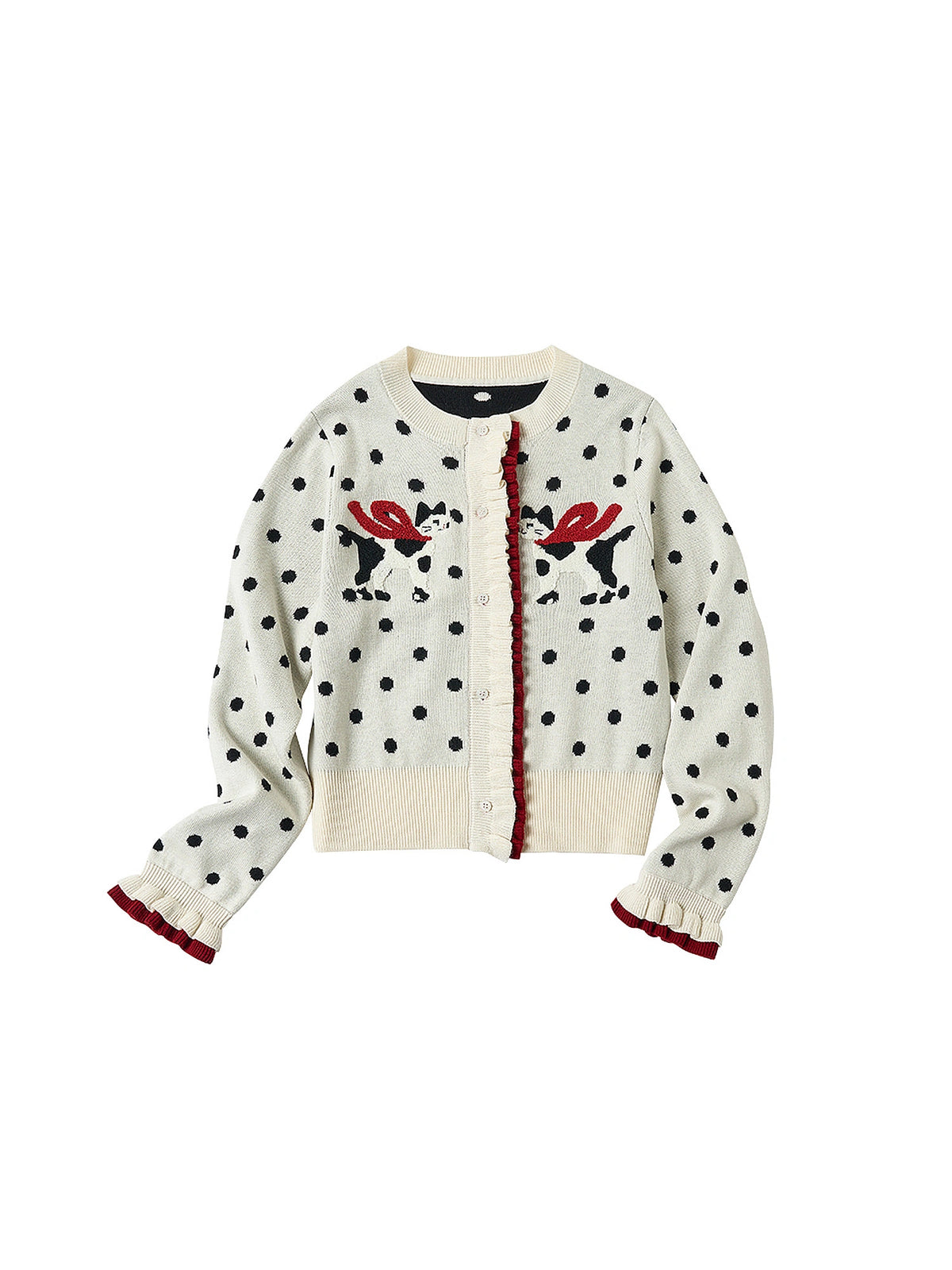 Outtheblue Polka Dot Ruffle Placket Cardigan | Canton Collective