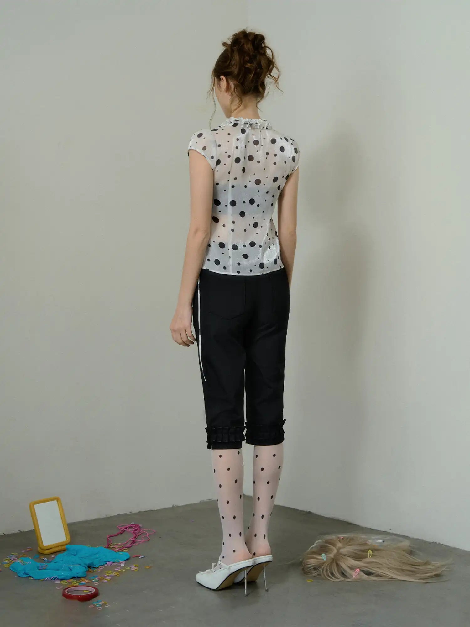 Deleteex Polka Dot Semi-Sheer Chiffon Blouse | Canton Collective