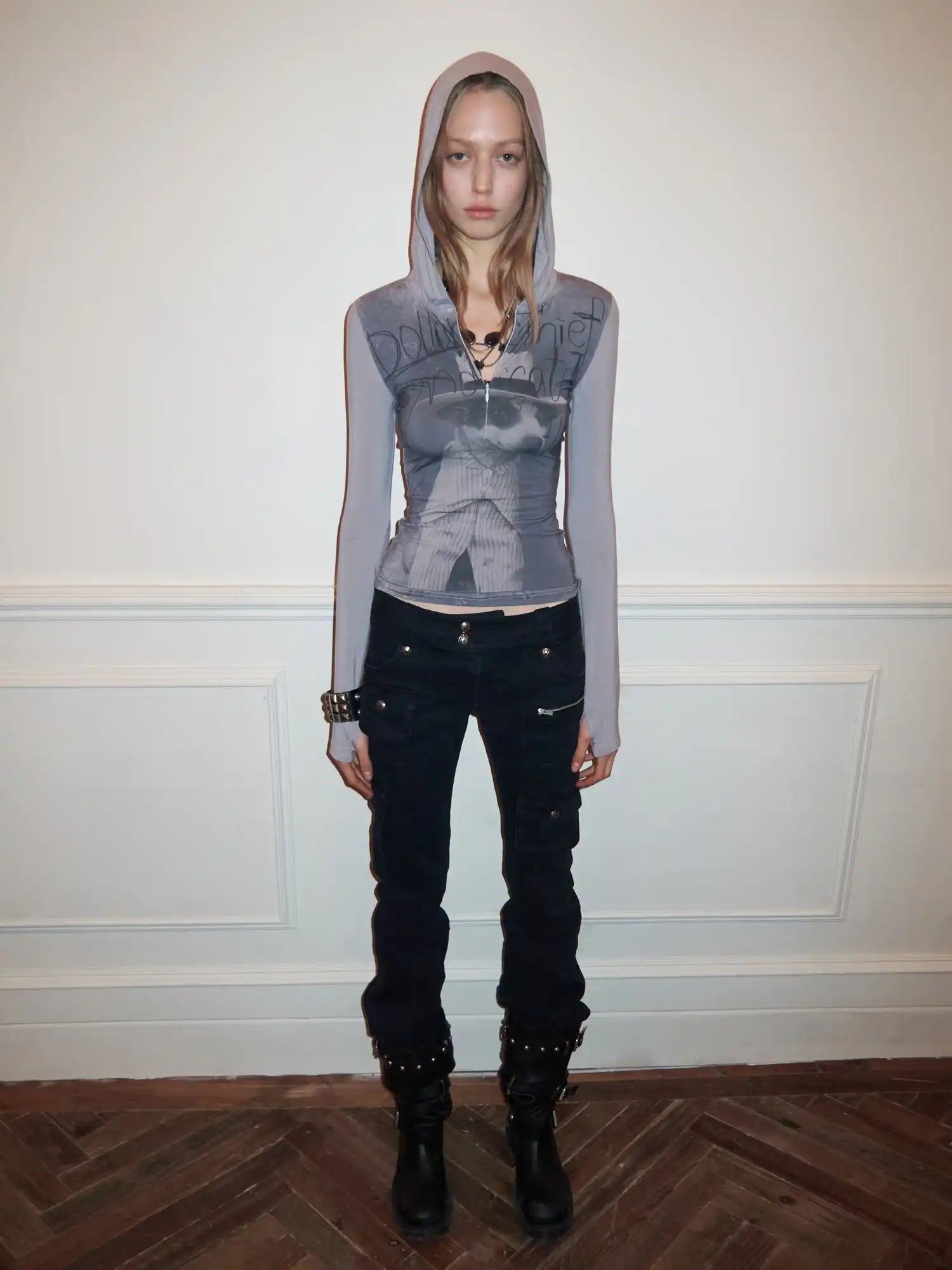 1Jinn Studio Post-Apocalyptic Puppy Fitted Zip Hoodie Tee | Canton Collective