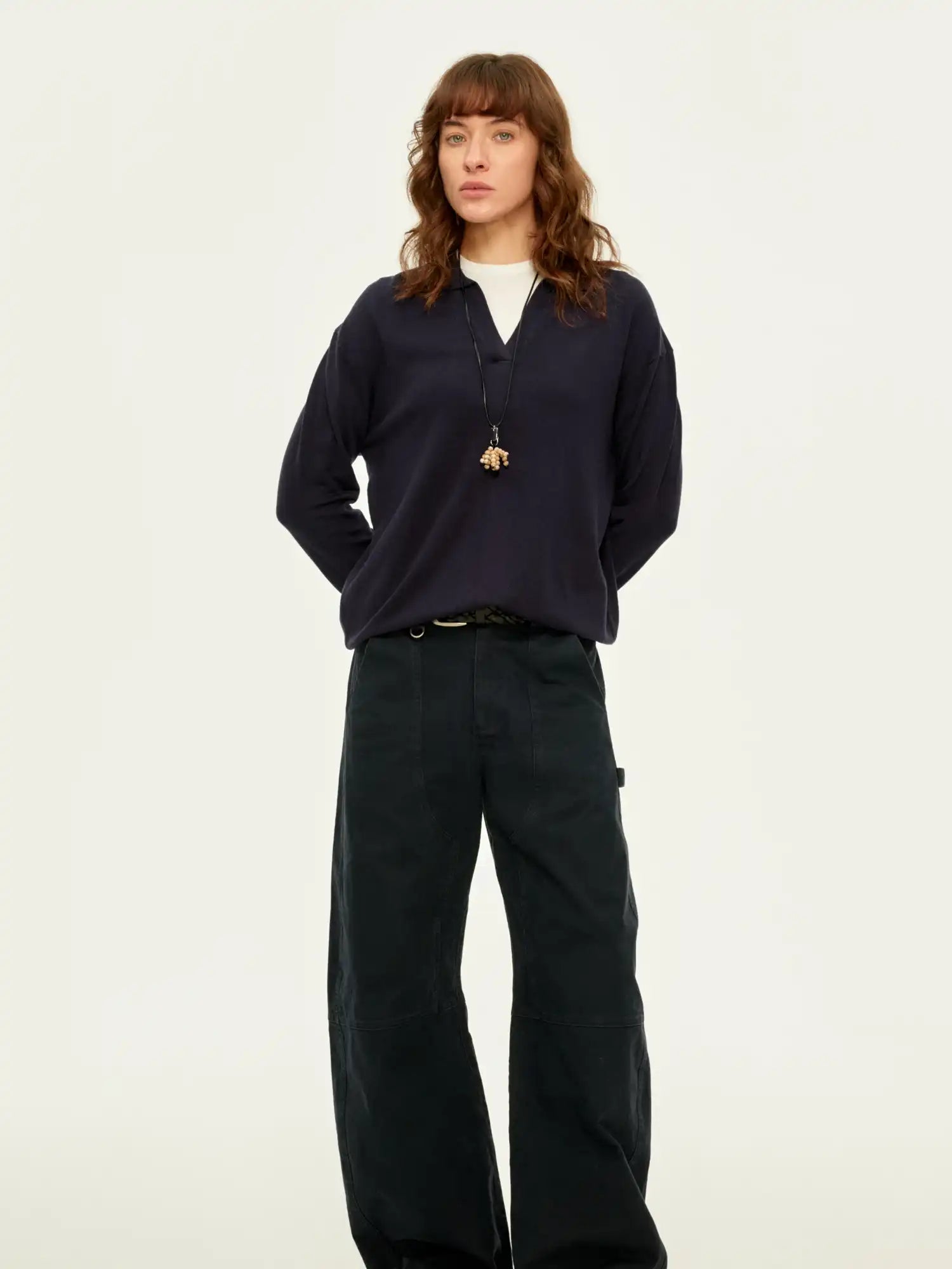 FirstFloor Premium Silk Wool Tencel Polo Top | Canton Collective