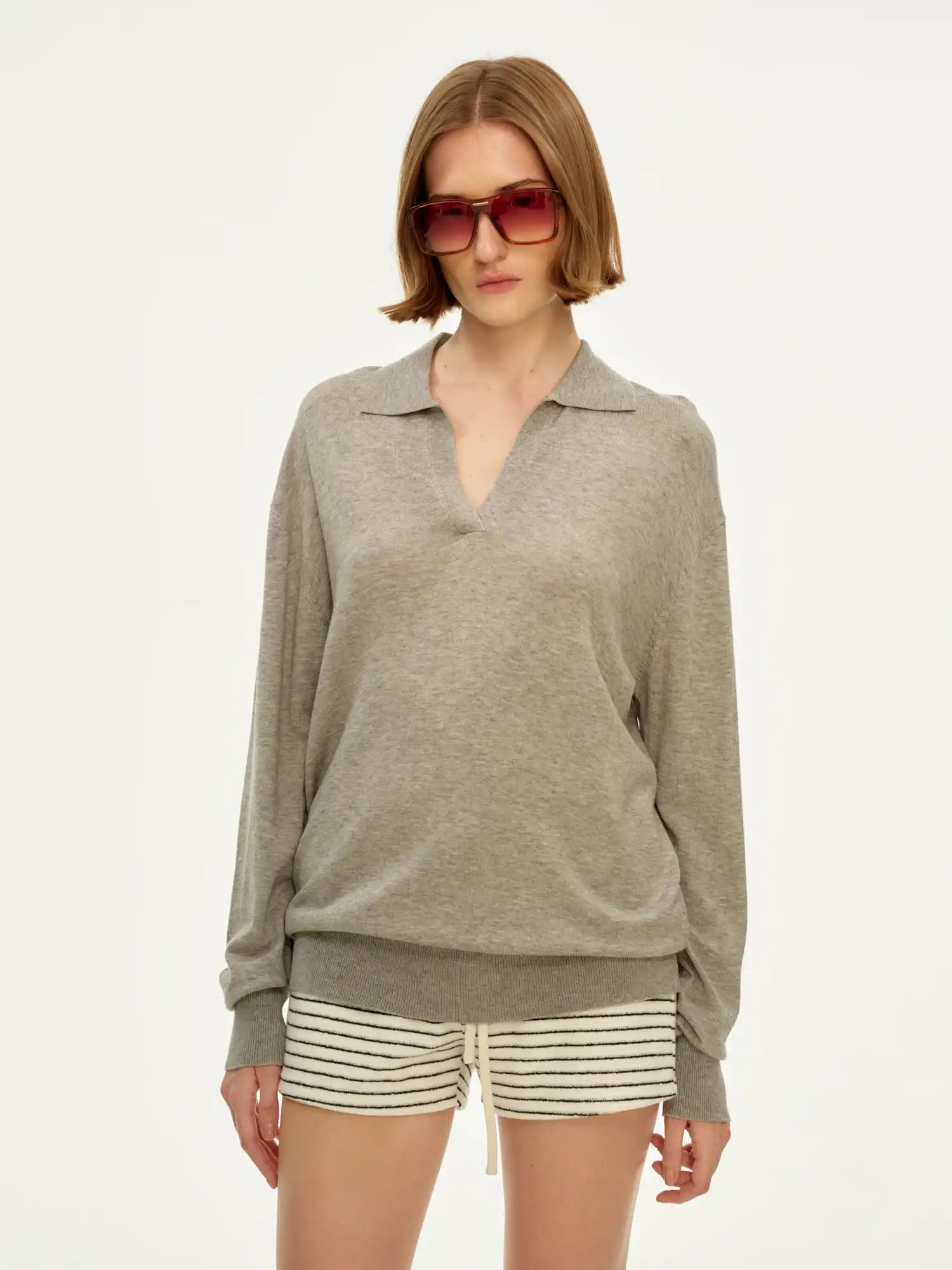FirstFloor Premium Silk Wool Tencel Polo Top | Canton Collective