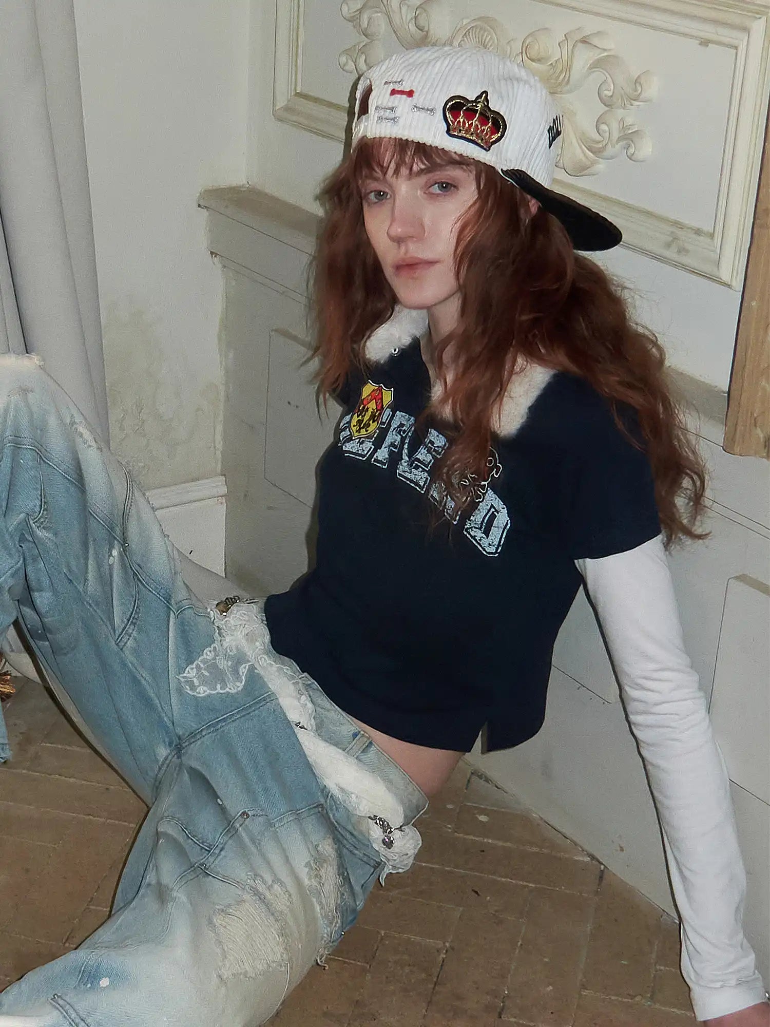 1Jinn Studio Preppy Y2K Cropped Polo with Detachable Fur Collar | Canton Collective