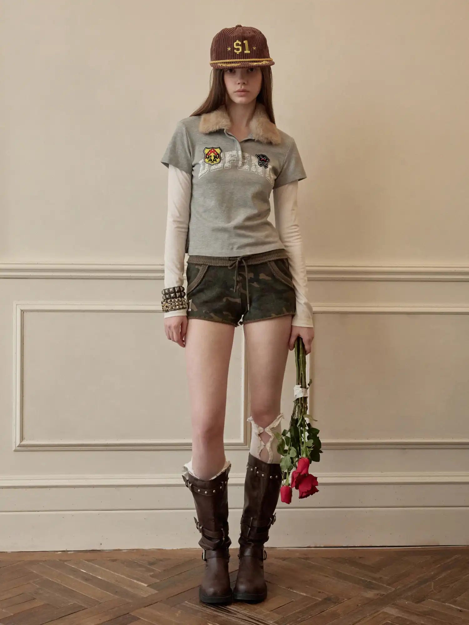 1Jinn Studio Preppy Y2K Cropped Polo with Detachable Fur Collar | Canton Collective