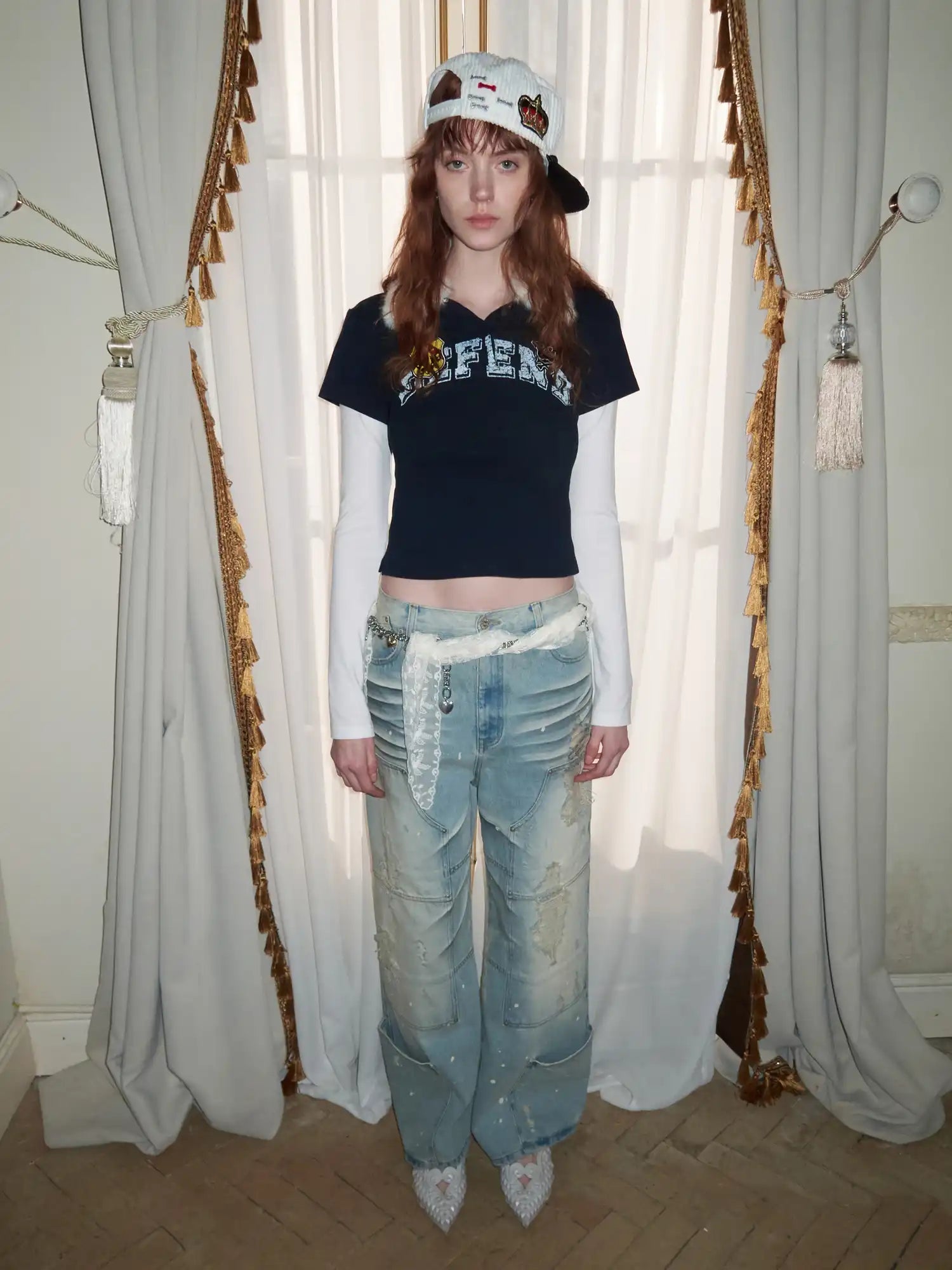 1Jinn Studio Preppy Y2K Cropped Polo with Detachable Fur Collar | Canton Collective