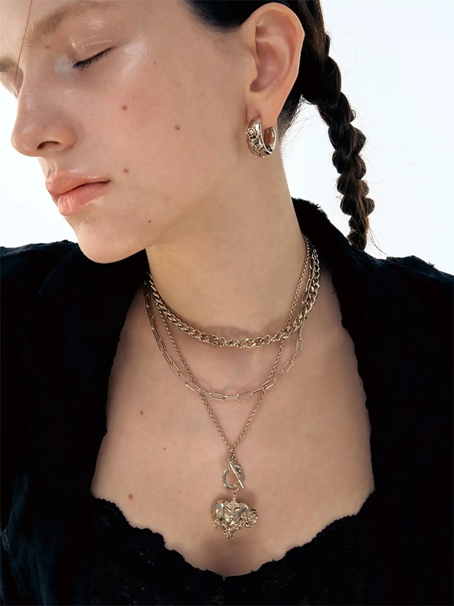 1Jinn M2M Punk Cross Heart Layered Necklace | Canton Collective