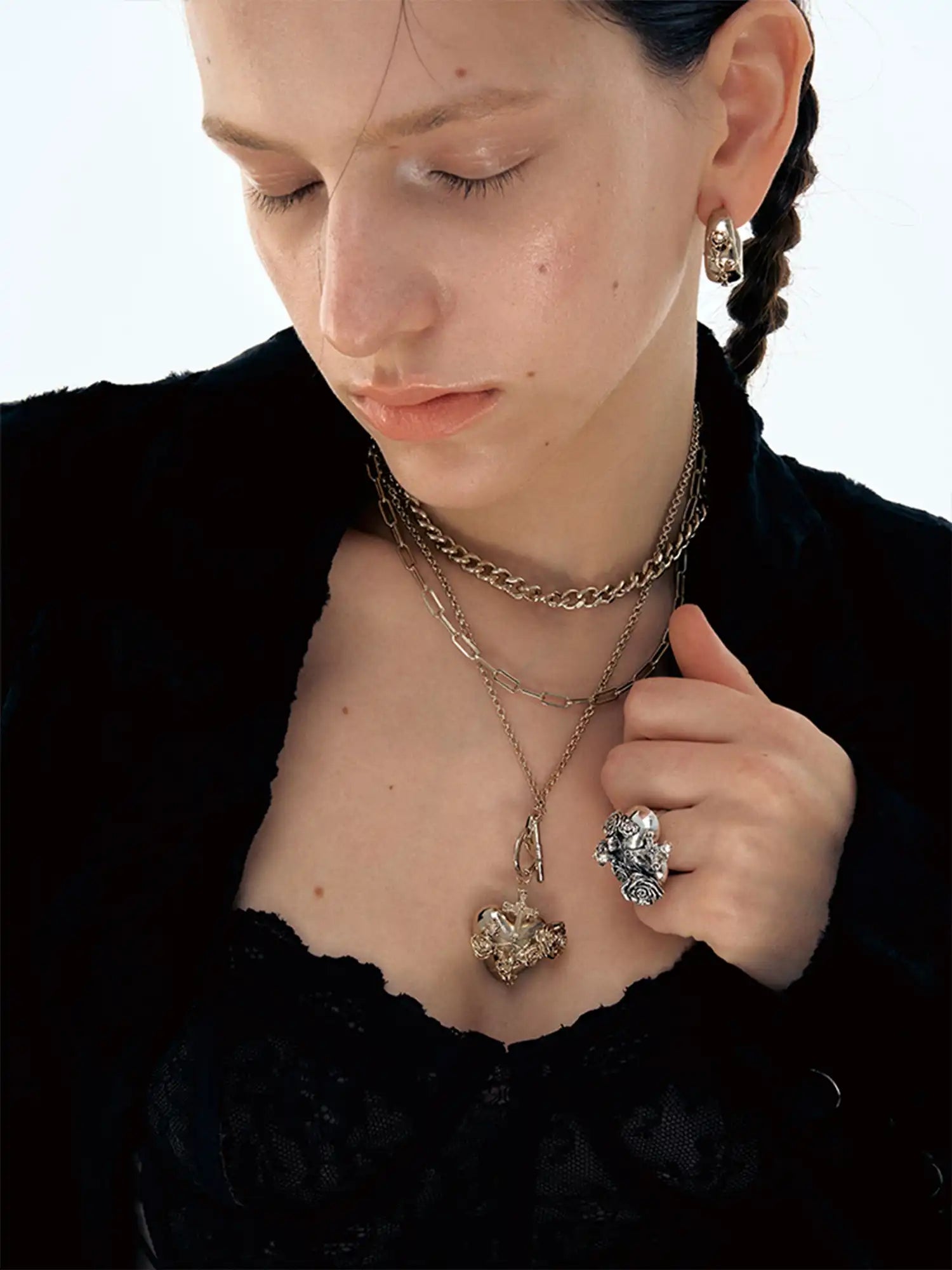 1Jinn M2M Punk Cross Heart Layered Necklace | Canton Collective