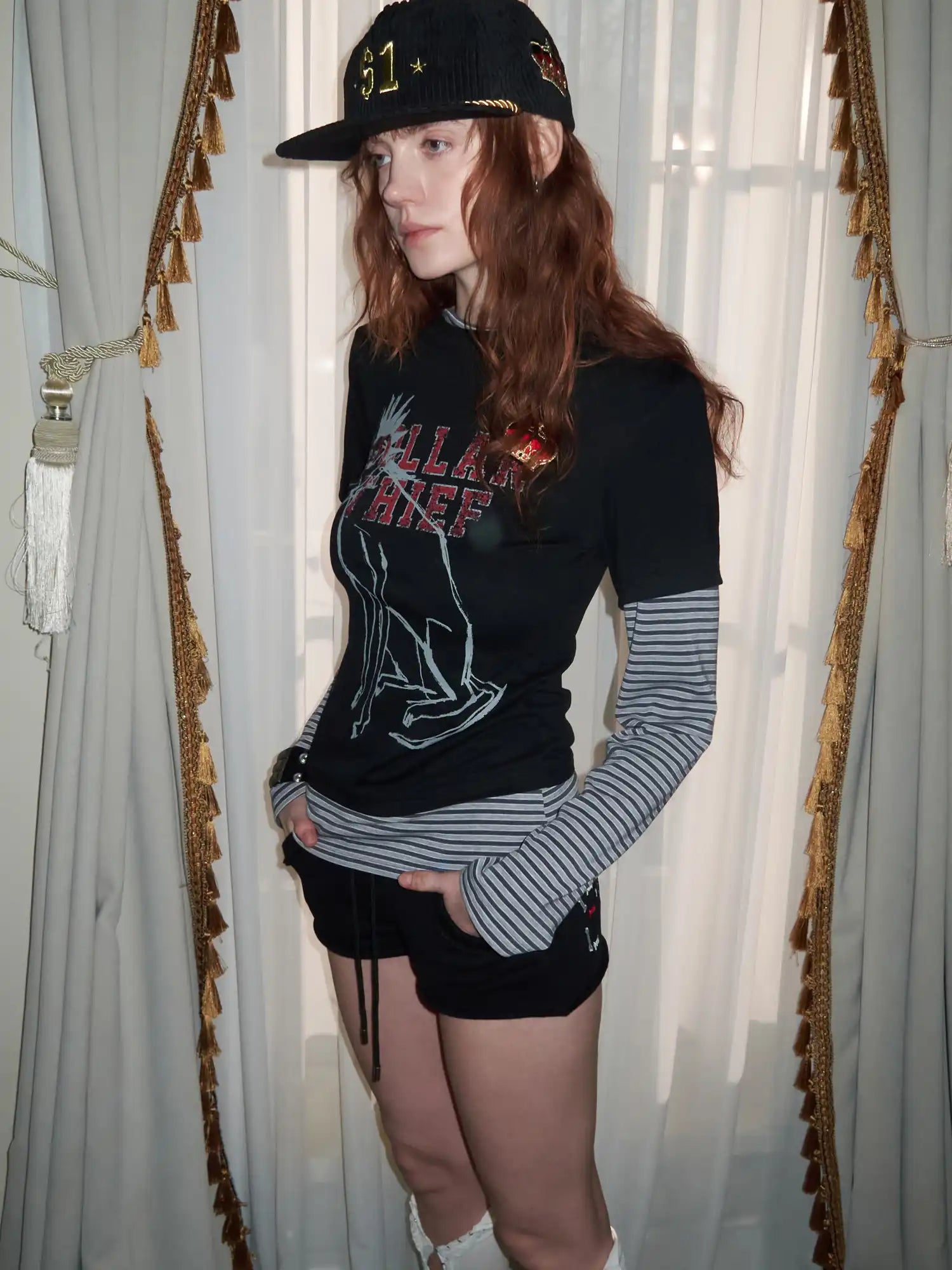 1Jinn Studio Punk Dog Graphic Layered Stripey Long Sleeve Tee | Canton Collective