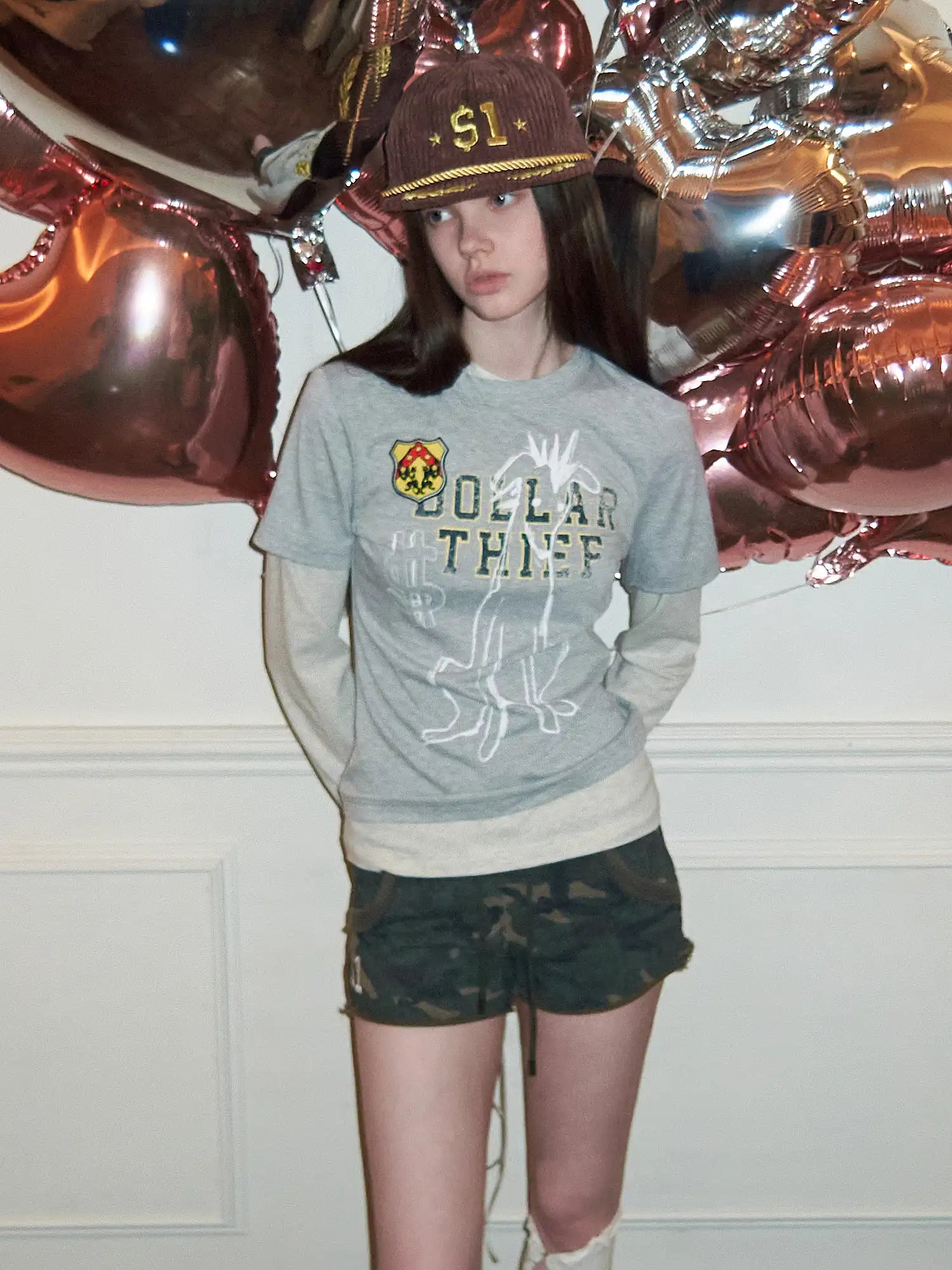 1Jinn Studio Punk Dog Graphic Layered Stripey Long Sleeve Tee | Canton Collective