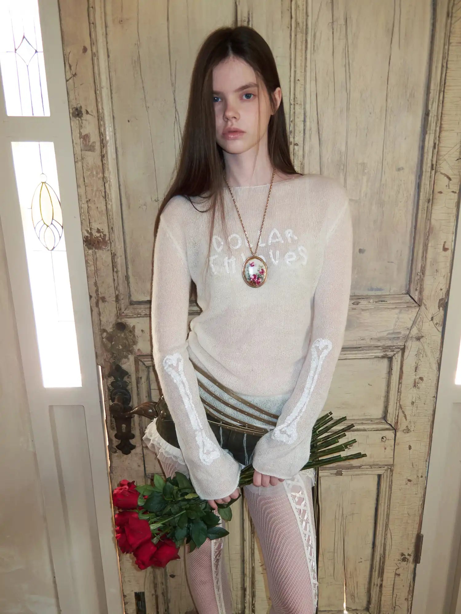 1Jinn Studio Punk Princess Skull Bone Bell Sleeve Sweater | Canton Collective