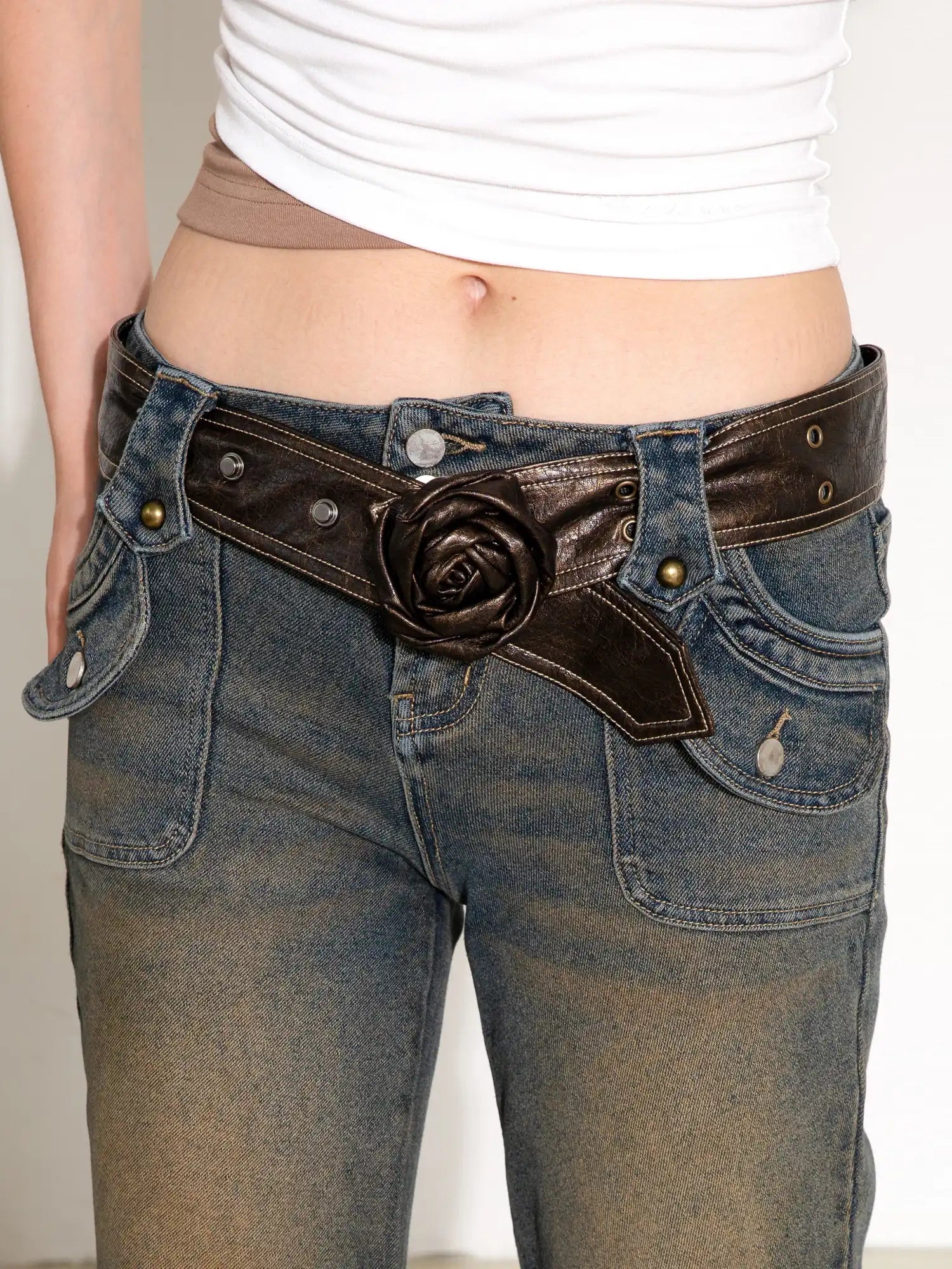 2th Desire Punk Rose Buckle Statement Waist Belt | Canton Collective