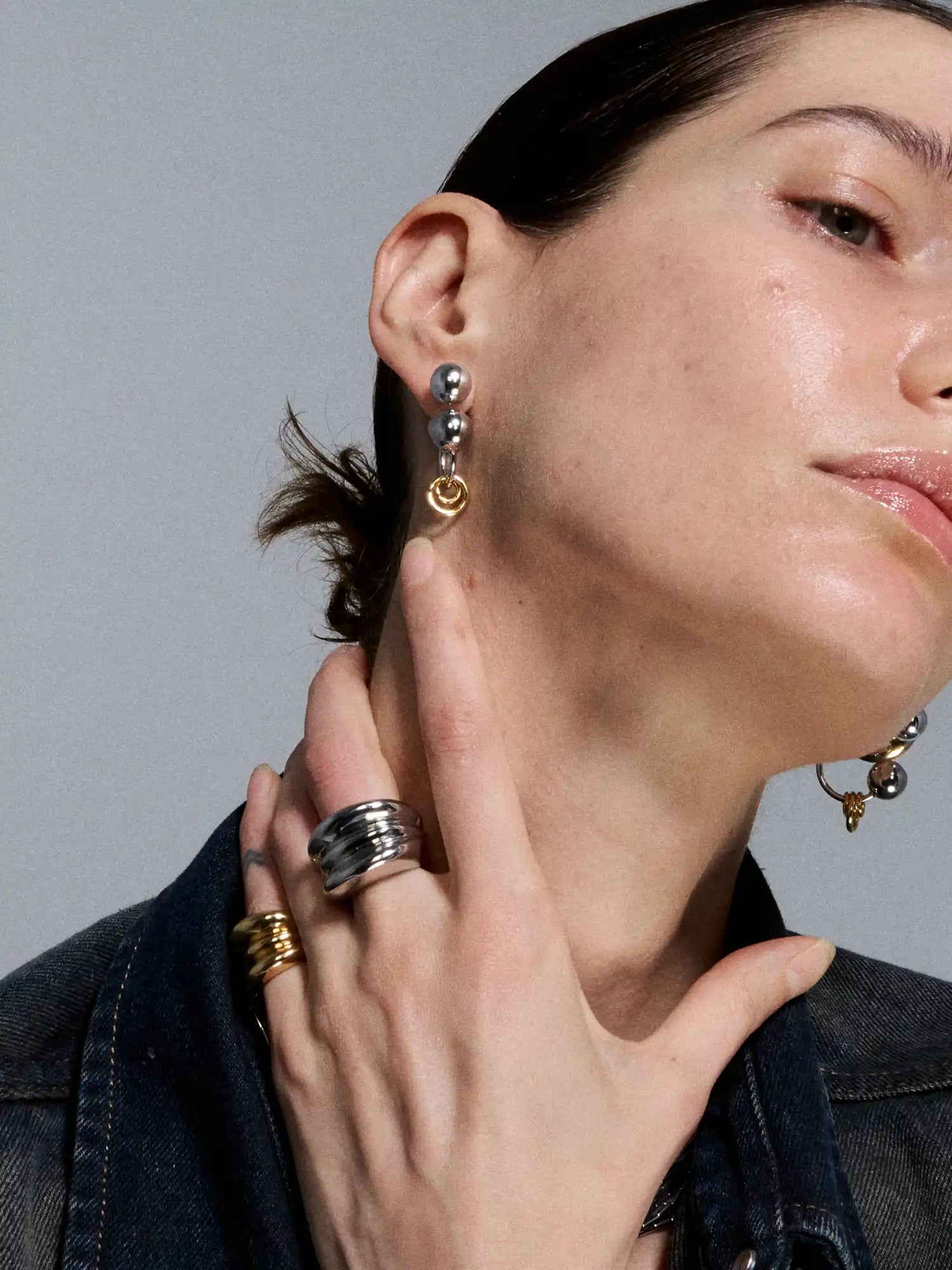 1Jinn M2M Punk Silver Ball Earrings | Canton Collective