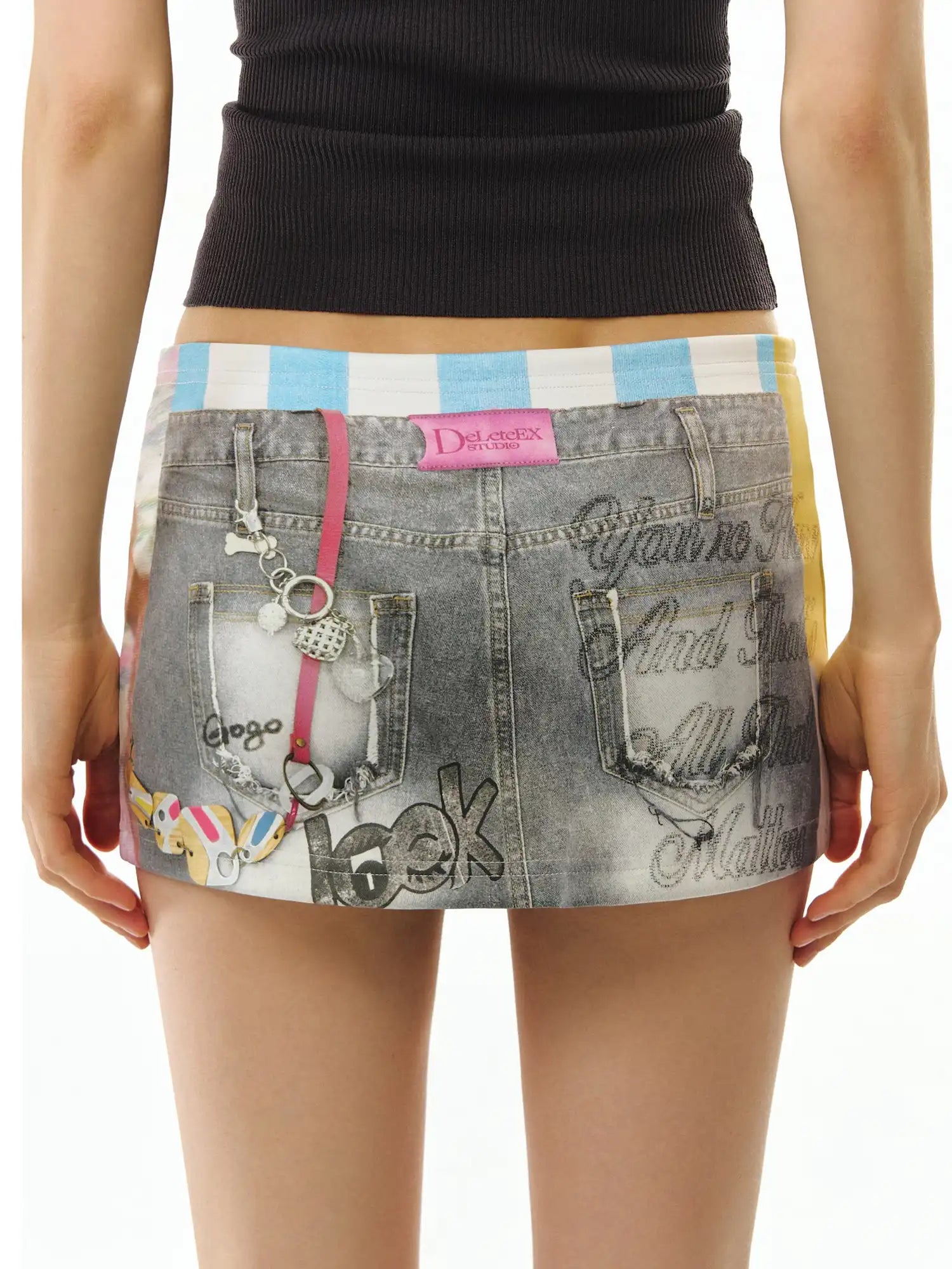 Deleteex Puppy Graffiti Print Mini Skirt | Canton Collective