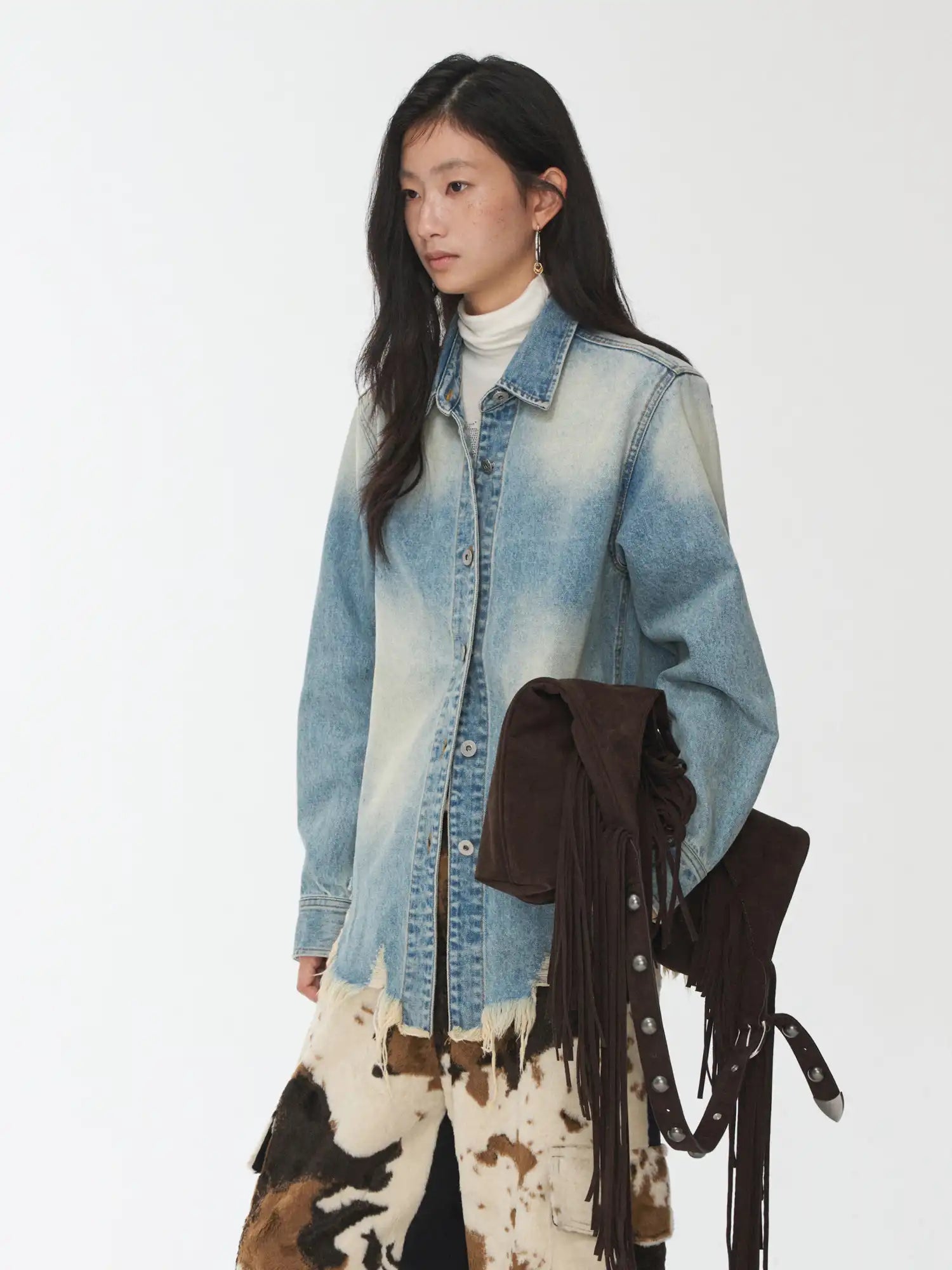 1Jinn Studio Raw-Edge Denim Fitted Shirt | Canton Collective