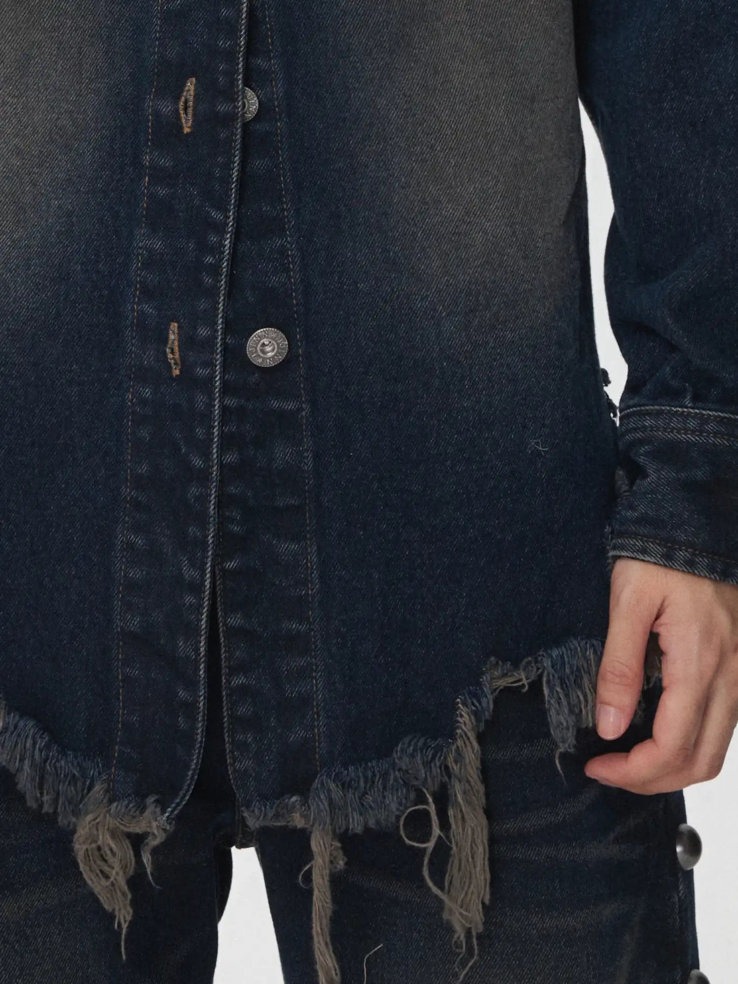 1Jinn Studio Raw-Edge Denim Fitted Shirt | Canton Collective