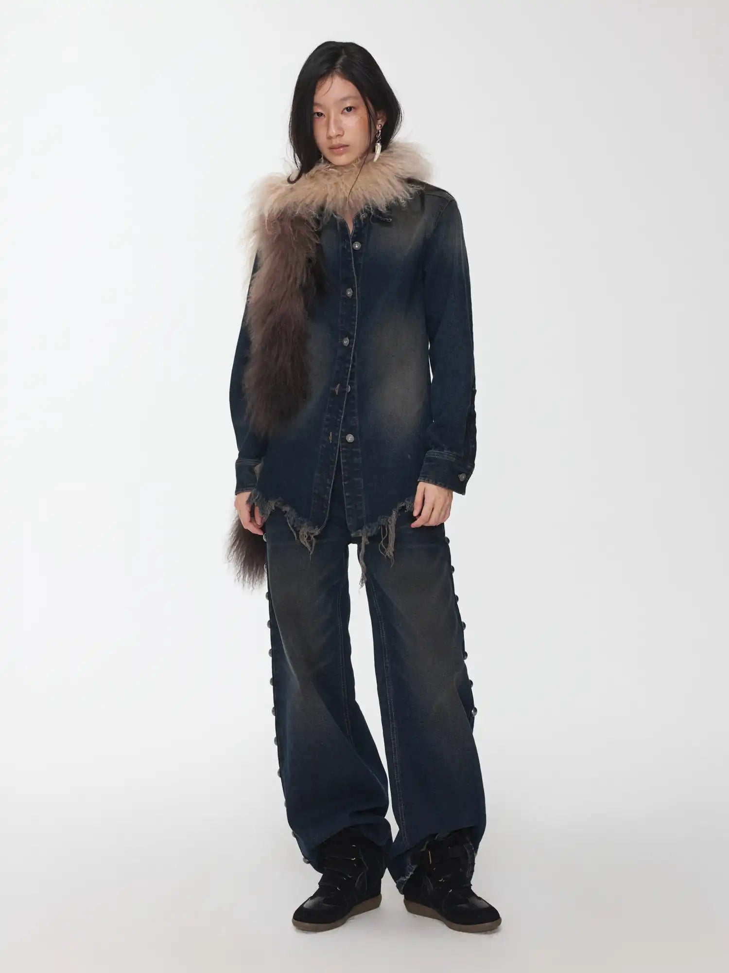 1Jinn Studio Raw-Edge Denim Fitted Shirt | Canton Collective