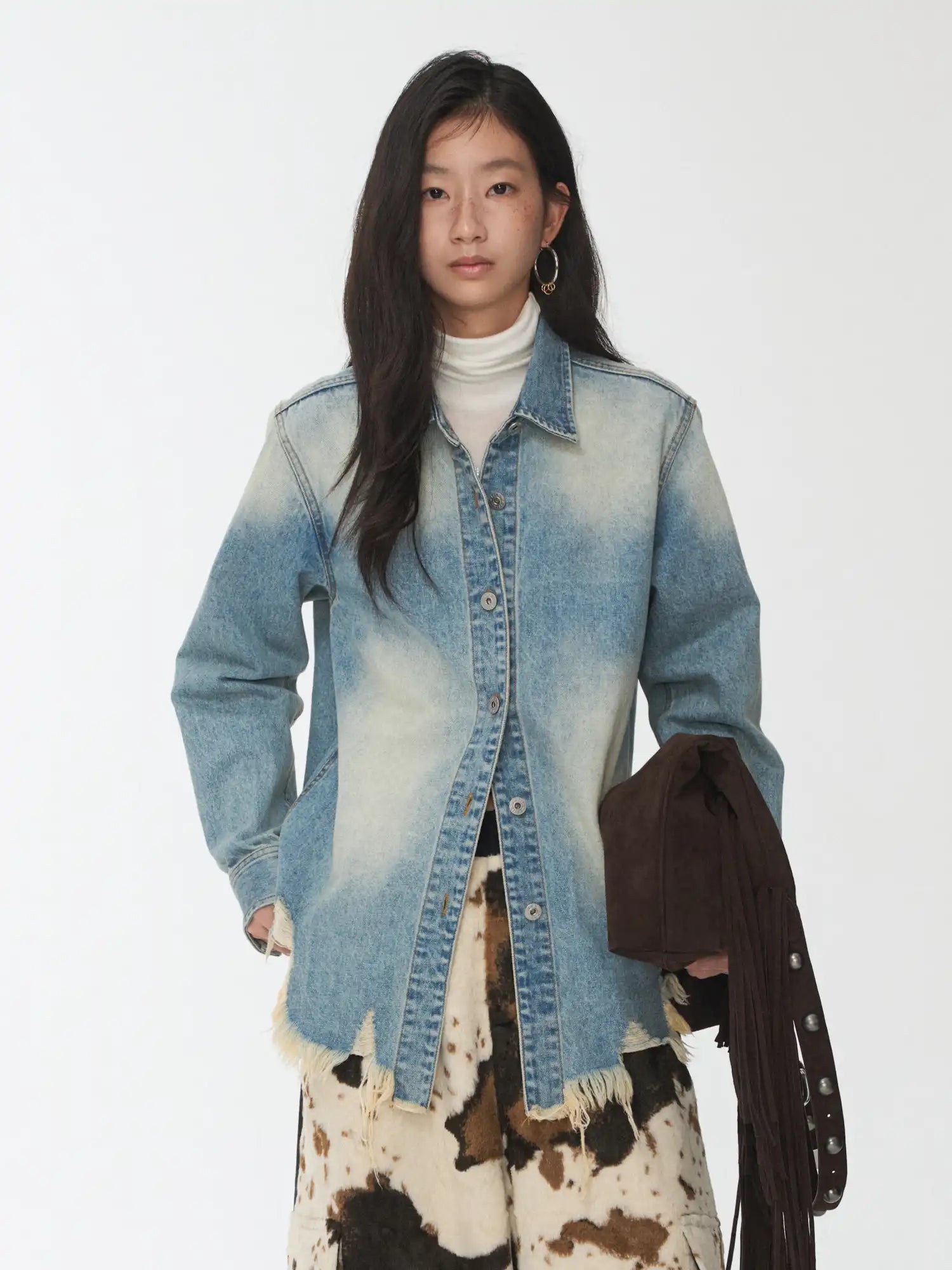 1Jinn Studio Raw-Edge Denim Fitted Shirt | Canton Collective