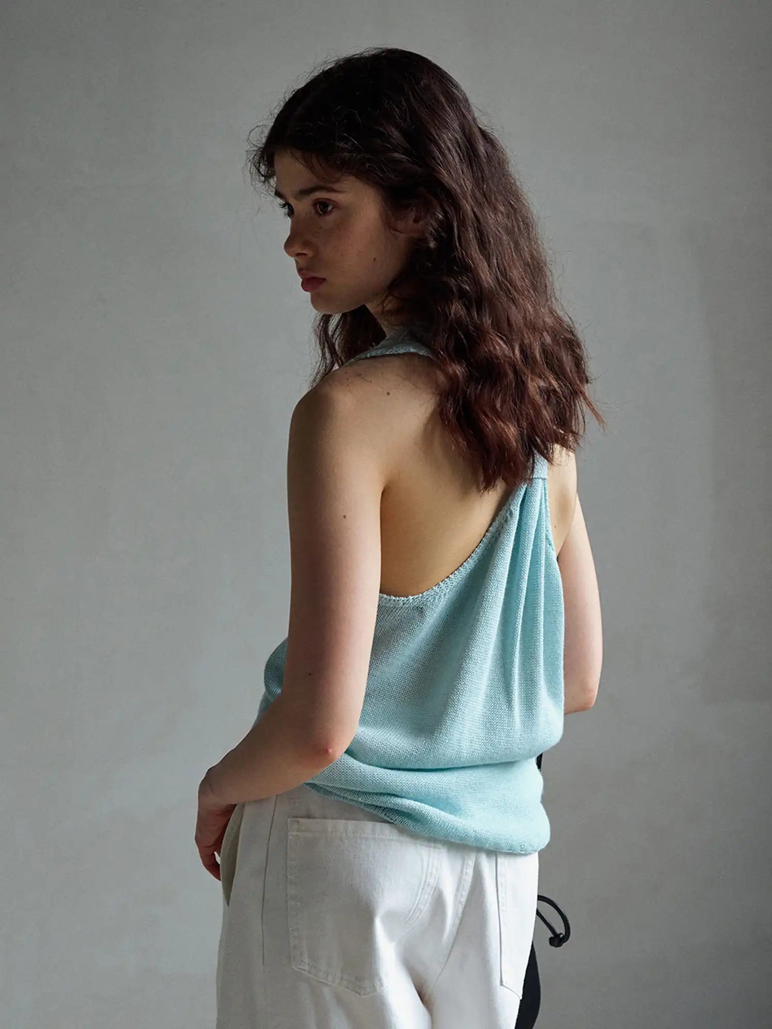 CantonCollective Design Raw Edge V-Neck Wool Blend Tank Top | Canton Collective