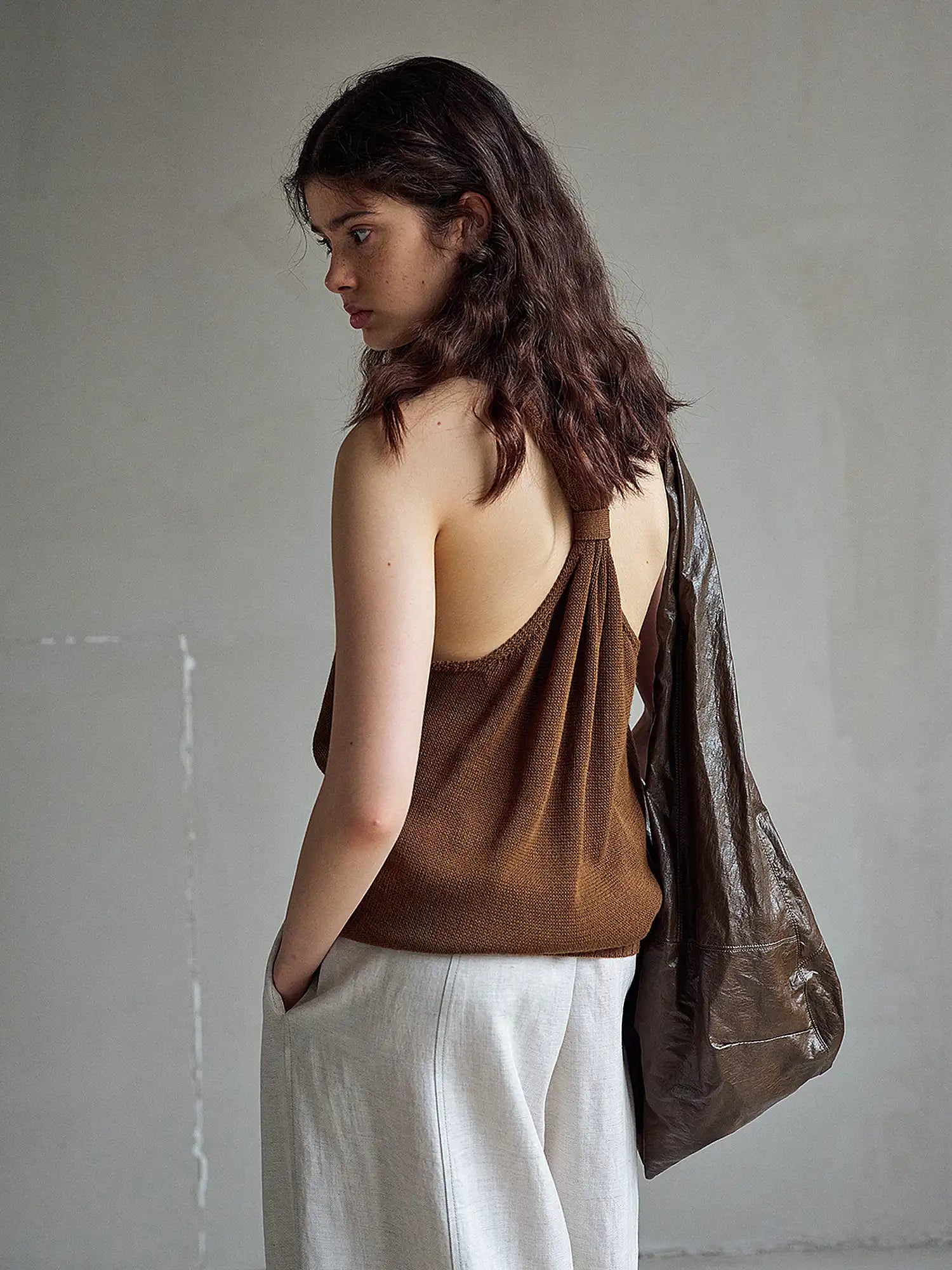 CantonCollective Design Raw Edge V-Neck Wool Blend Tank Top | Canton Collective
