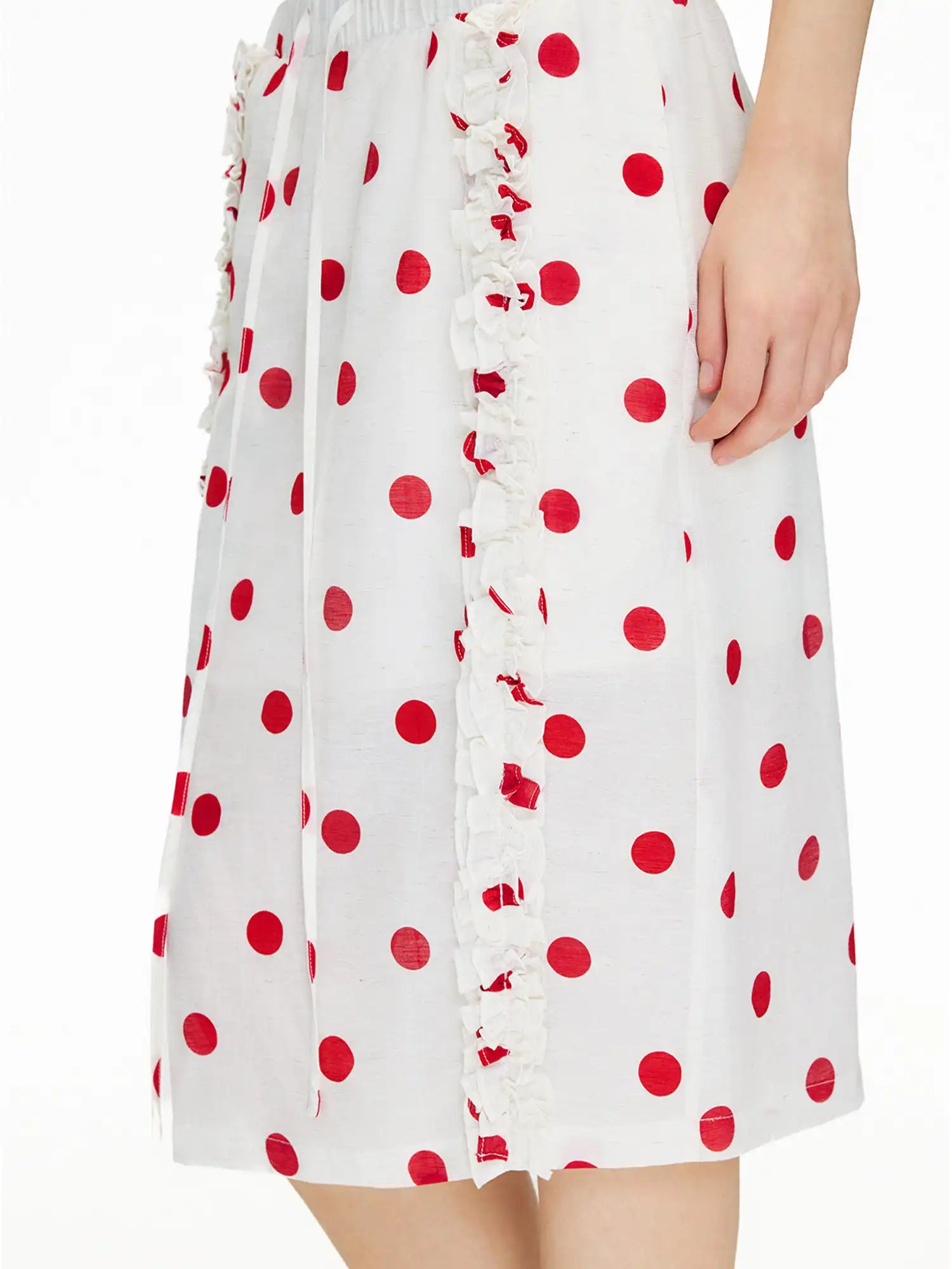 Outtheblue Red Polka Dot Ruffle Midi Skirt | Canton Collective