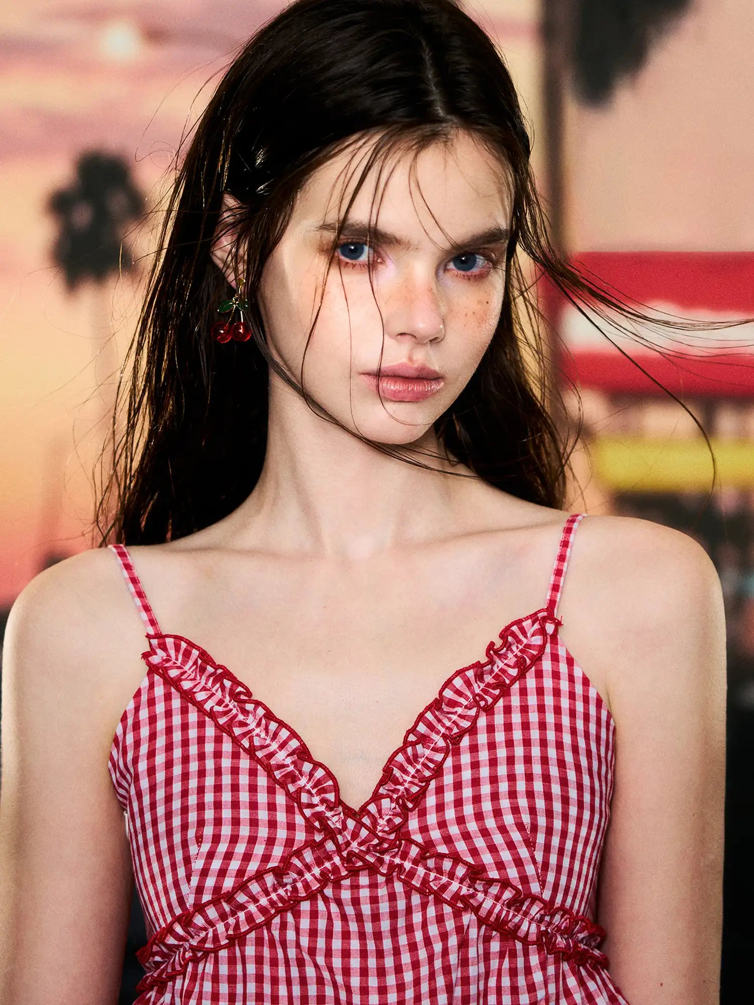 Deleteex Red Ruffled Gingham Babydoll Top | Canton Collective