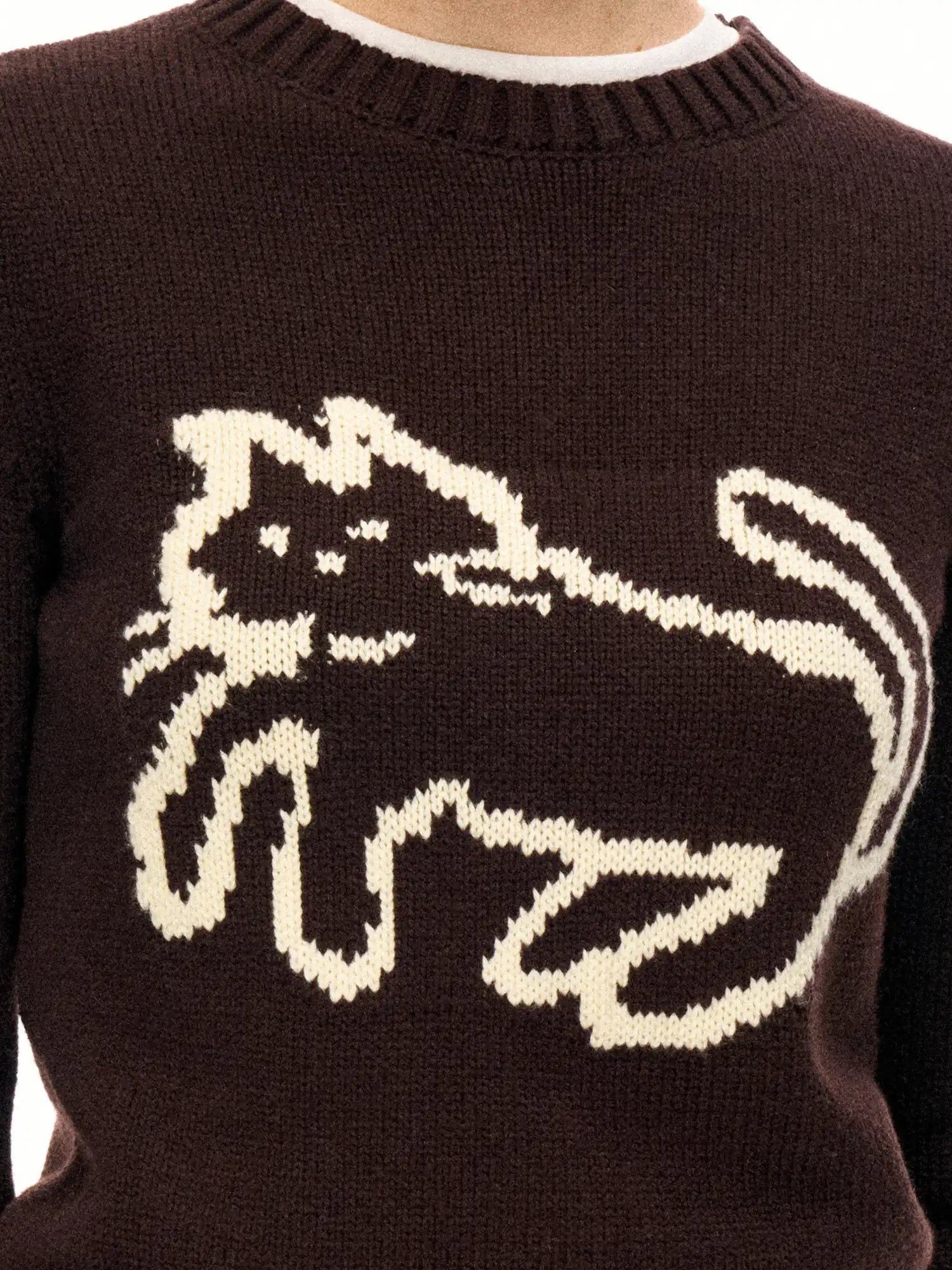 FirstFloor Retro Animal Jacquard Short Sweater | Canton Collective